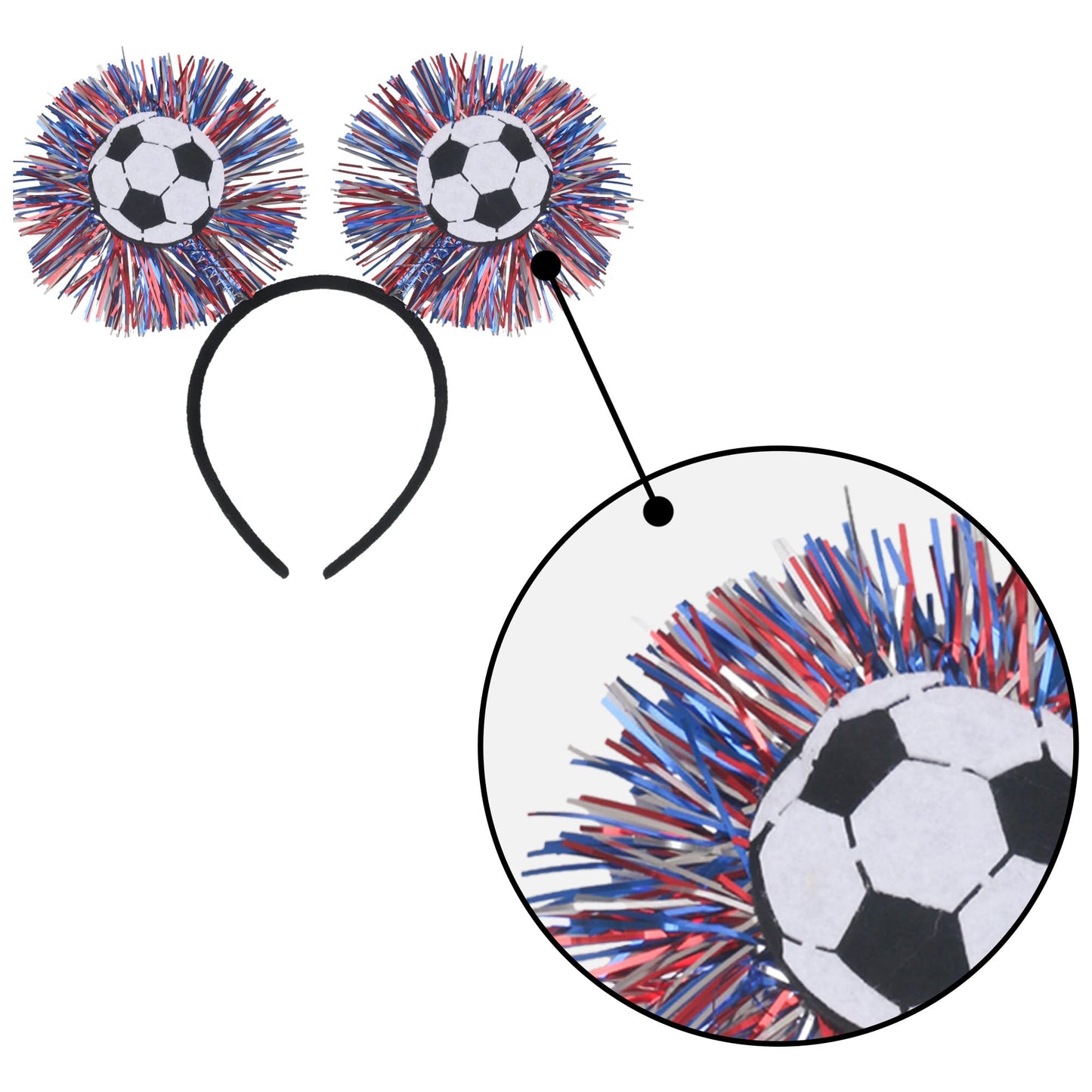 2 Pcs Soccer Elastic Headbands, Football Match Headband, Sports Themed Football Plastic Elastic Hair Accessories, Be Suitable for World Soccer Cup Party Hairband
