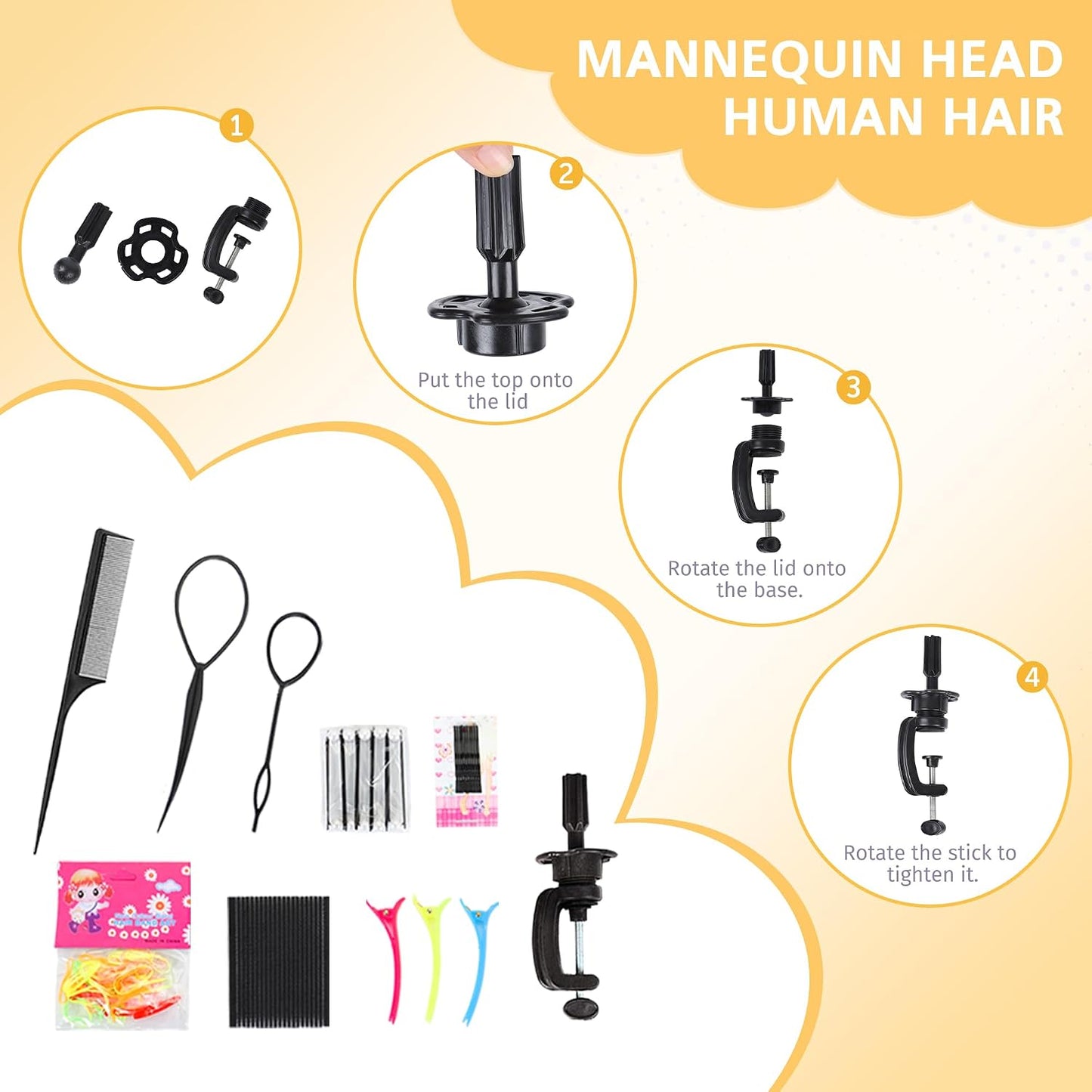Real Human Hair Mannequin Head - Cosmetology Training Doll for Hair Styling, Cutting & Braiding | Dark Brown