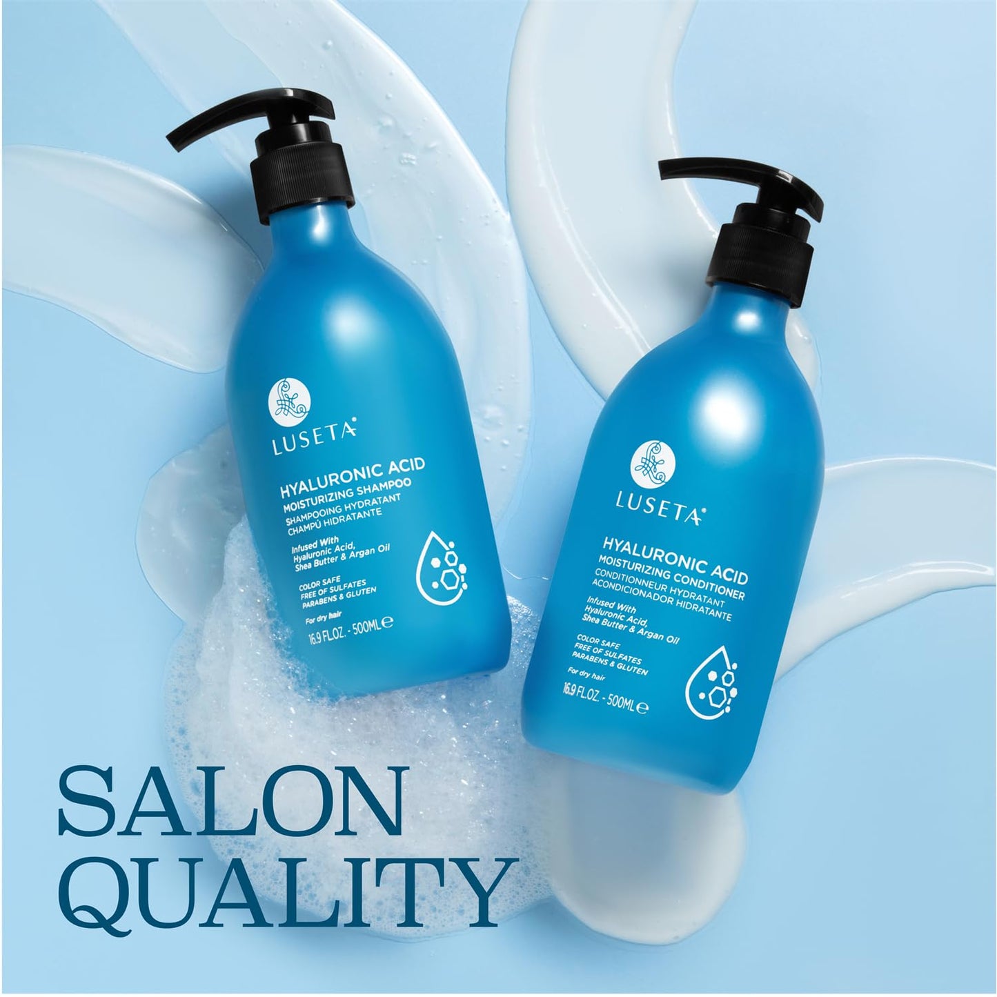Luseta Deep Hydrating Hyaluronic Acid Shampoo & Conditioner Set - Sulfate-Free Moisturizing Hair Care with Shea Butter & Avocado Oil | 2 x 16.9oz