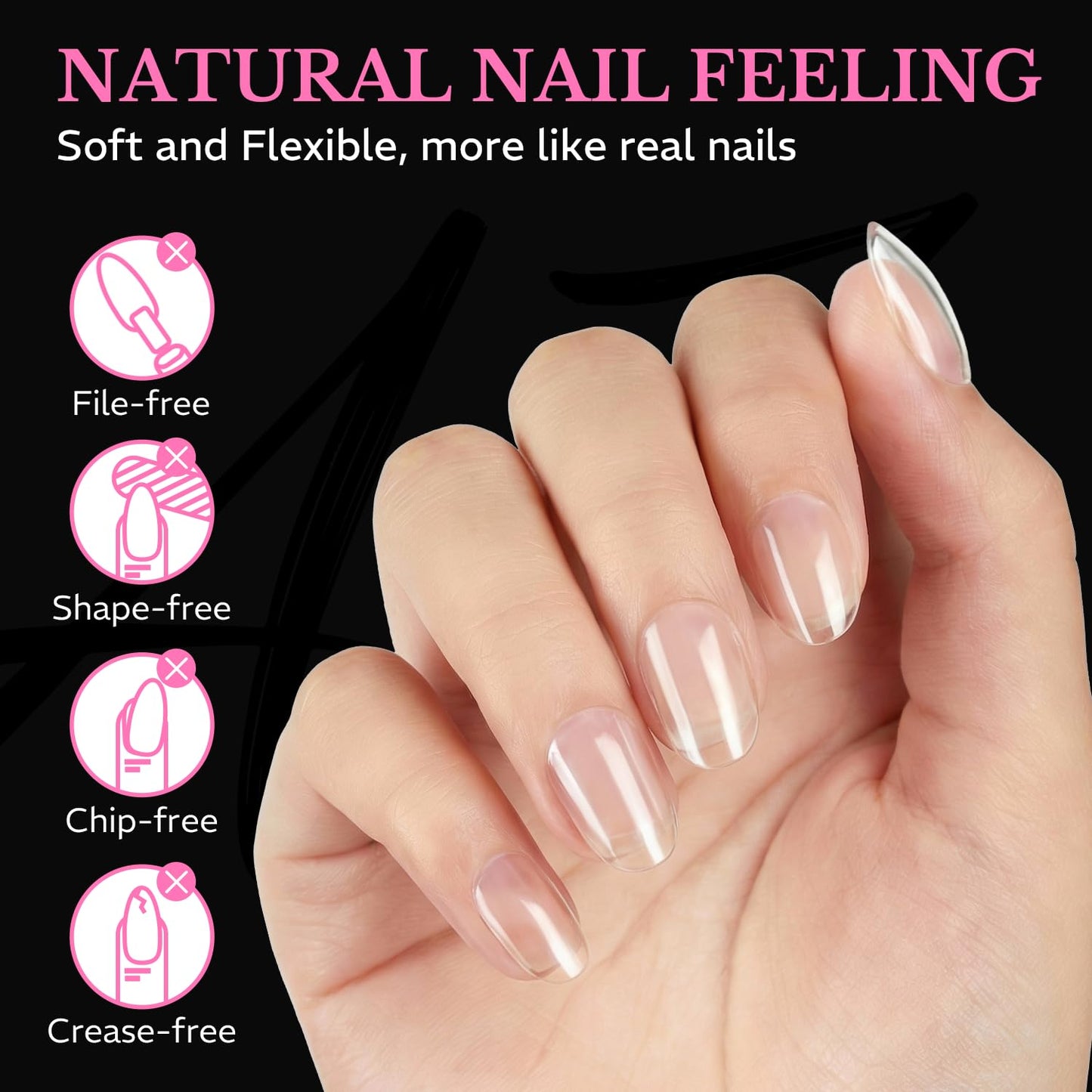 Extra Short Oval Round Nail Tips - 600pcs Soft Gel Acrylic Fake Nails | Half Matte Clear Press-On Extensions for DIY Manicure