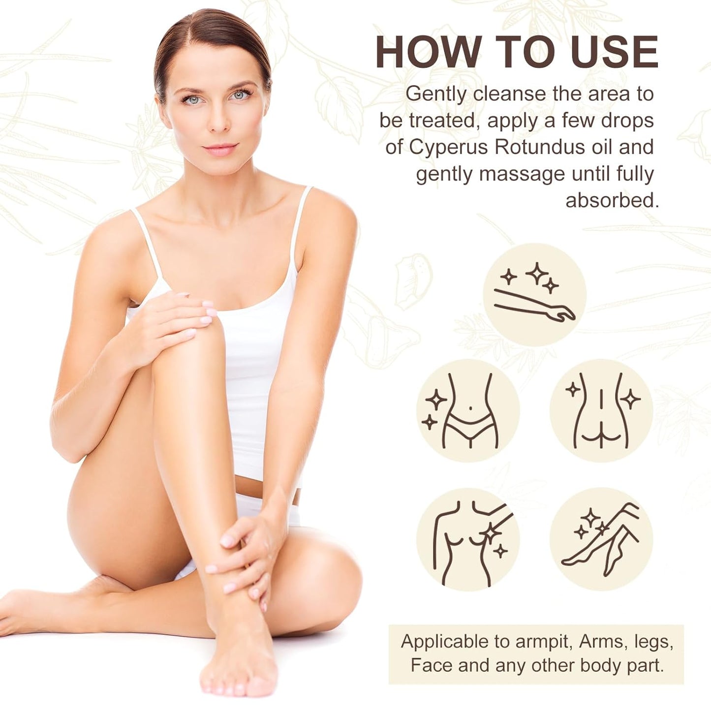 Cyprus Rotundus Oil - Natural Hair Removal Solution for Smooth Skin | 2.03 oz, All Skin Types