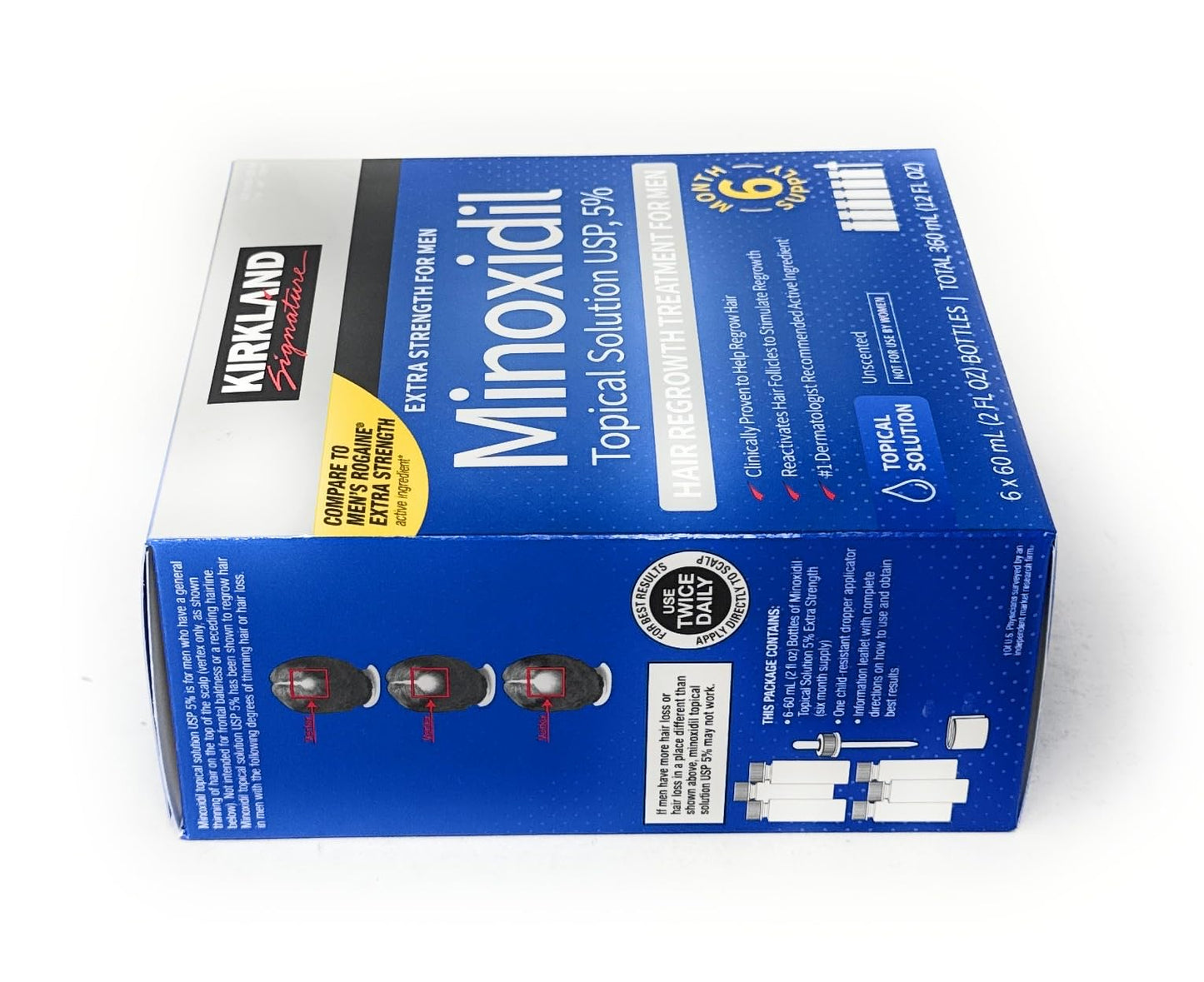 Kirkland Signature Minoxidil Topical Solution USP 5%, Extra Strength Hair Regrowth Treatment for Men, 6 Months Supply