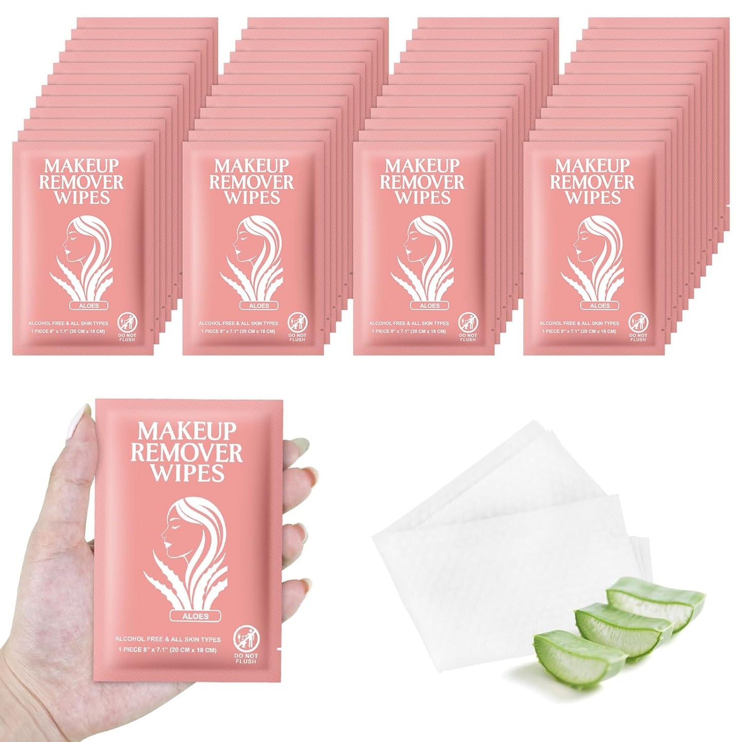 Makeup Remover Wipes - Individually Wrapped Facial Cleansing Towelettes | Bulk Disposable Cloths for Oil & Dirt Removal (100 Pack)