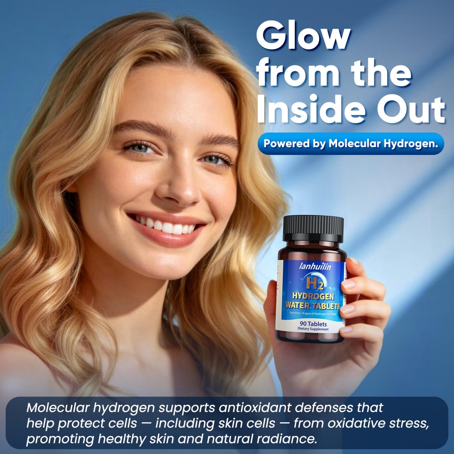 Hydrogen Water Tablets with 150MG Magnesium, 10 PPM H2 Hydrogen Tablets for Drinking Water, Rich in Antioxidants, Supports Cellular Health, Recovery, Immune & Brain Cognitive Function (90 Servings)