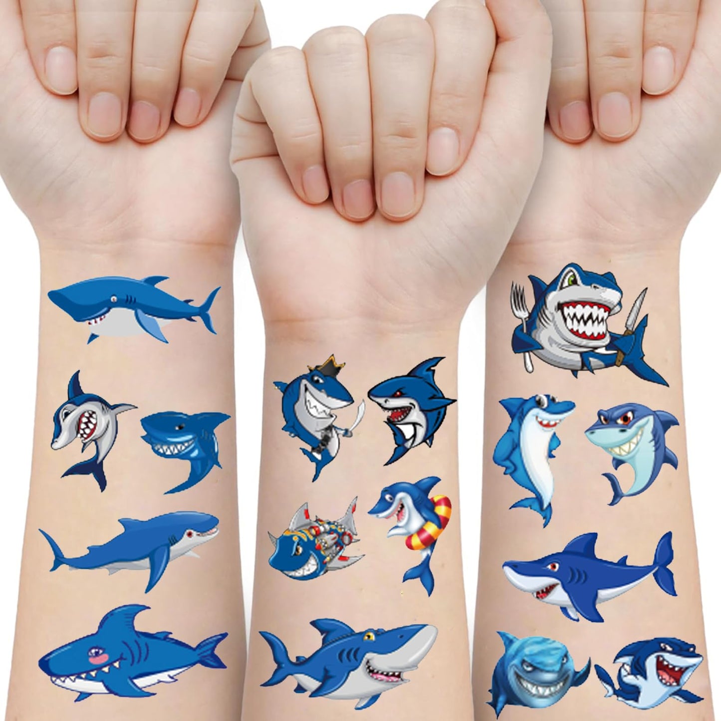 54Pcs Shark Temporary Tattoos, Under Ocean Fish Animals Fake Tattoo Stickers Decorations, Home Activity Classroom School Prizes Rewards, Birthday Party Favor Supplies