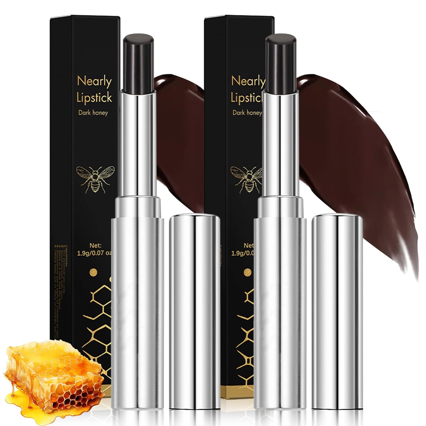 Noir Honey Lipstick - Moisturizing Lip Color & Nourishing Balm | Long-Lasting, Non-Sticky, 2 Pcs