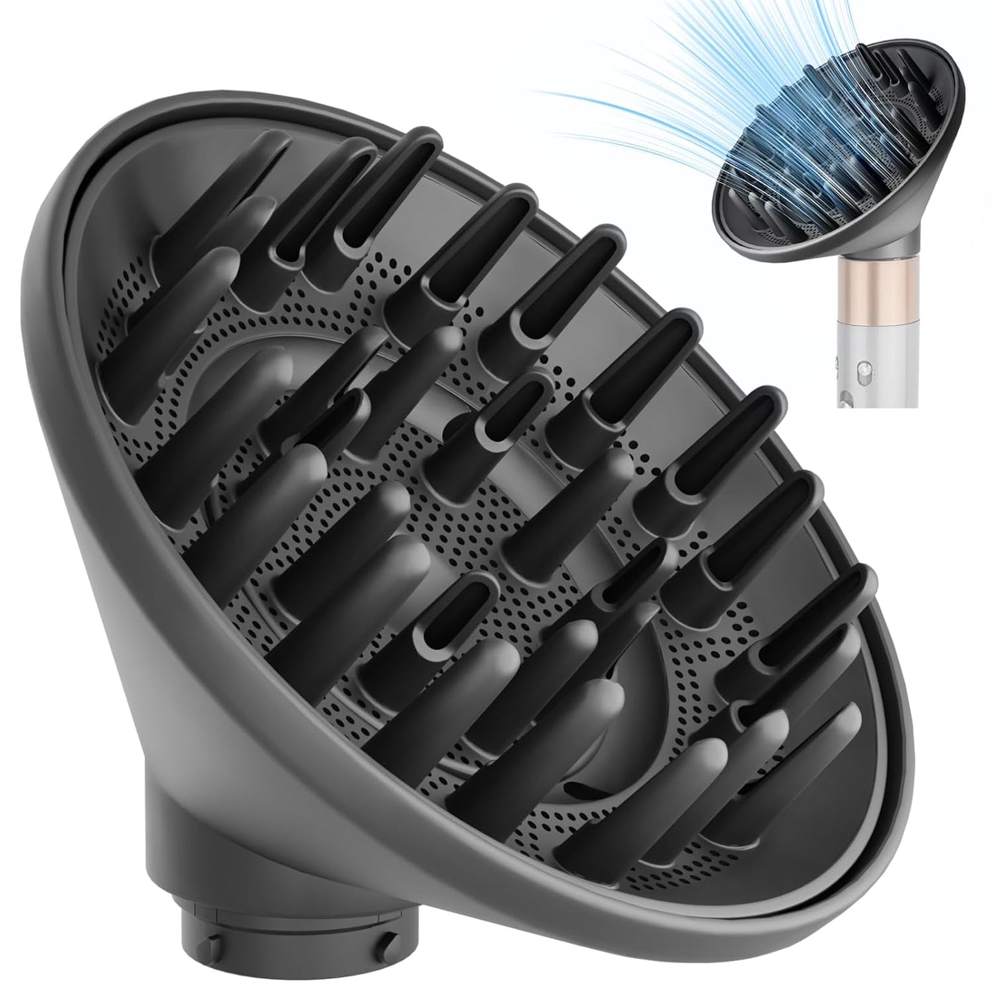 Large Diffuser Attachment for Dyson Airwrap | Upgraded Nozzle for Faster Curl Definition - Grey