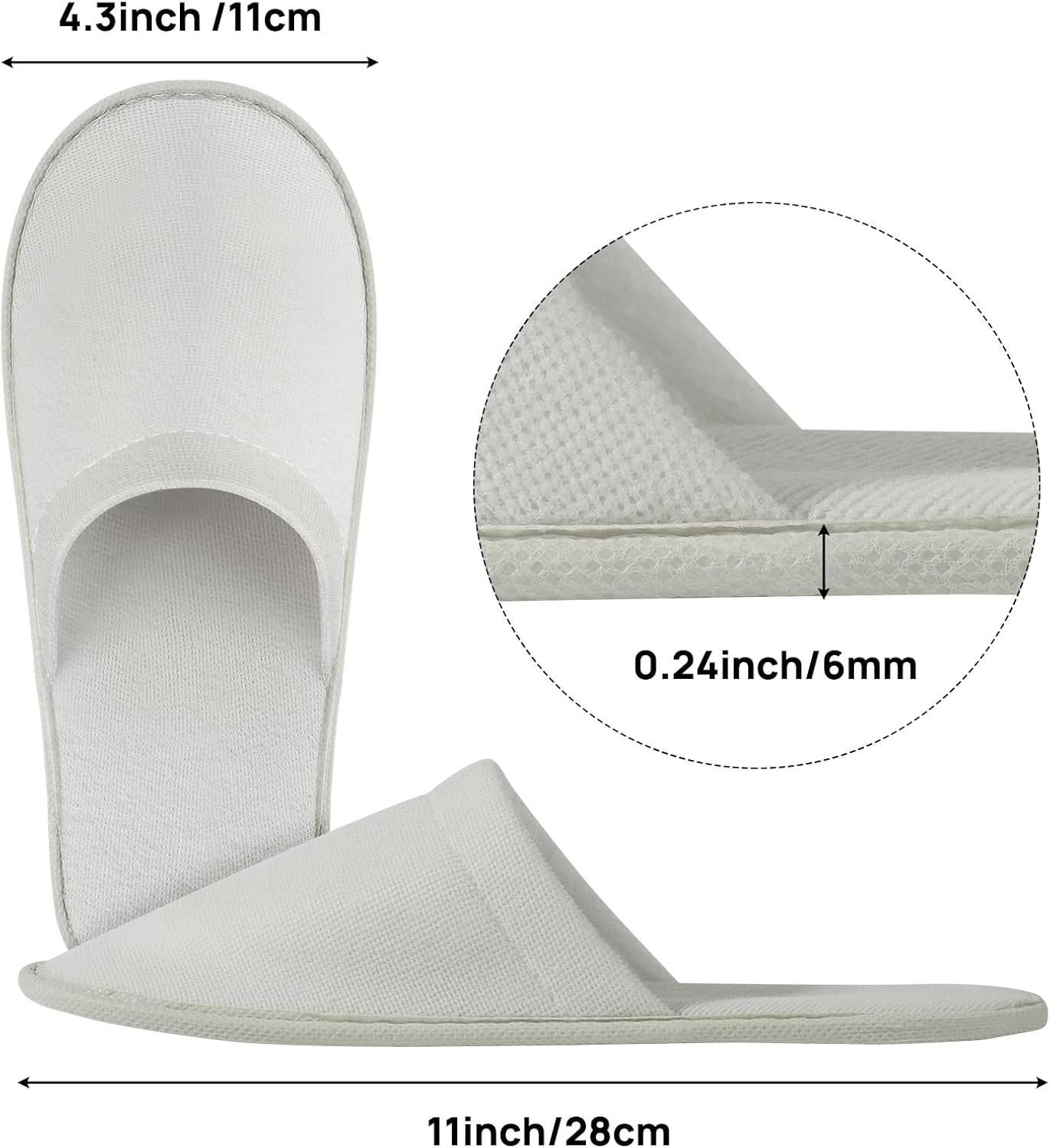 Disposable Slippers for Guests - 44 Pairs, Non-Slip EVA, Fits US Men 10 & Women 11 | Ideal for Spa, Hotel, Wedding, Travel