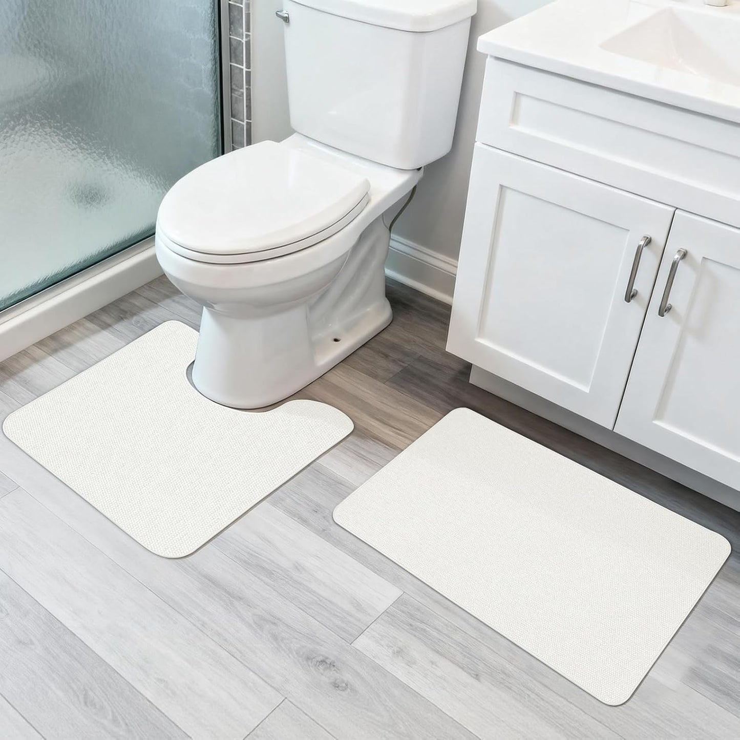 Ultra Thin Bath Mat - Non-Slip Rubber Bathroom Rug, Quick Dry & Absorbent | Grey, 1'5"x2'3" (17x27 Inch)