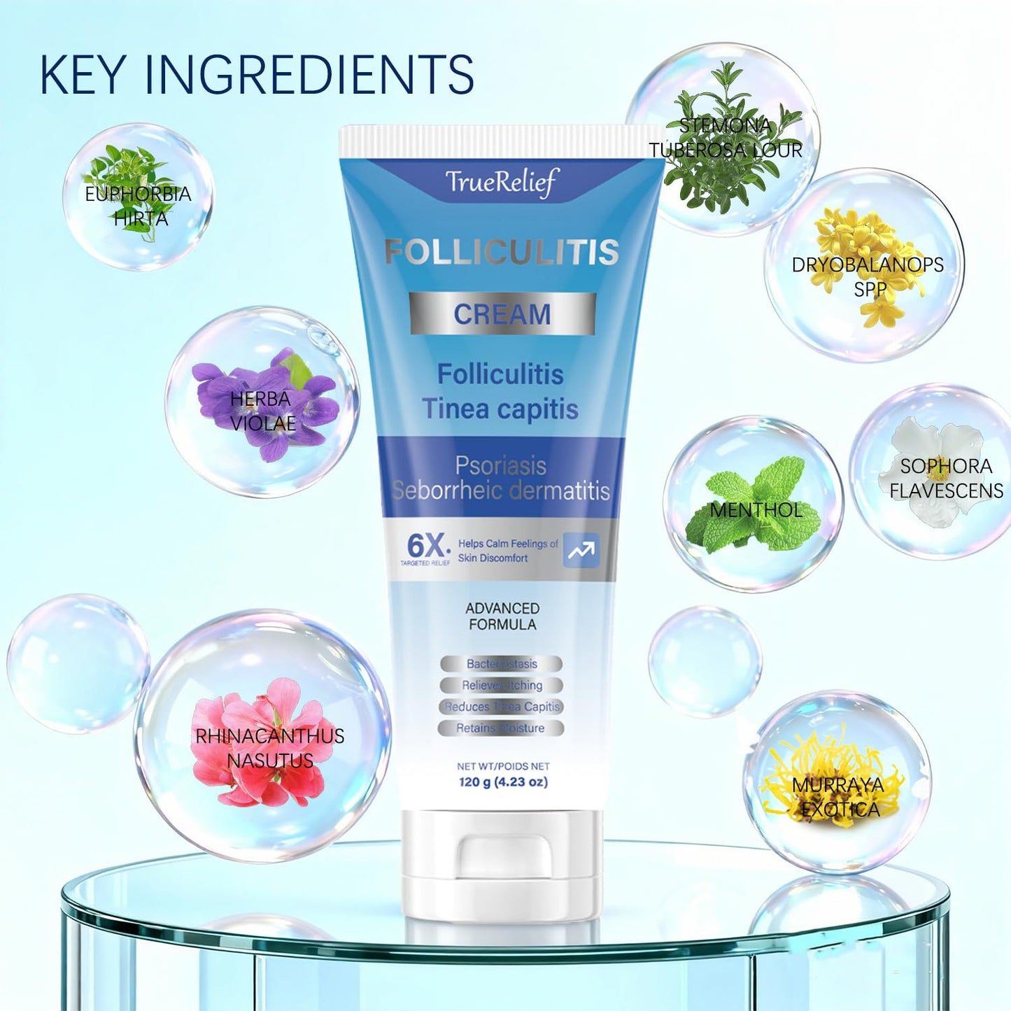 Folliculitis Cream - Soothes & Clears Bumps on Scalp, Face, Body | Ingrown Hairs & Razor Bumps Relief | 120g