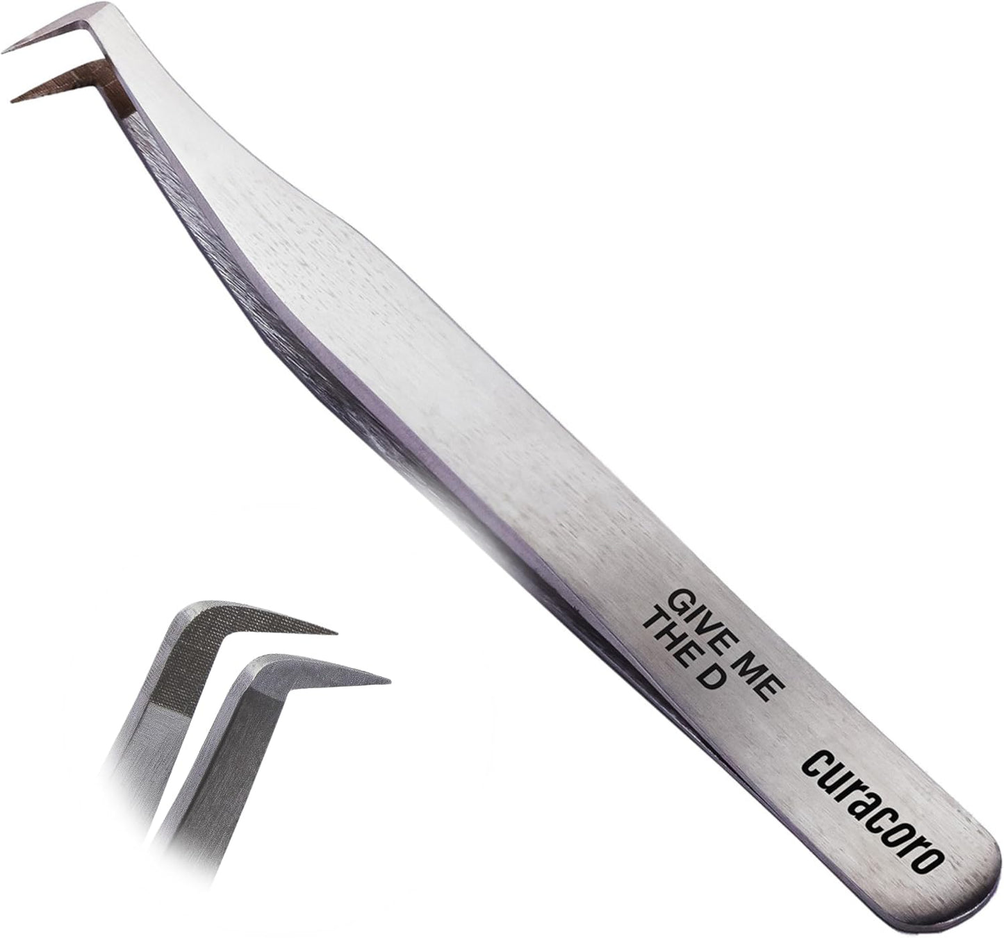 Curacoro Lash Tweezer - Precision Fiber Tip Grip for Eyelash Extensions | Multi-Shape Silver Tweezers for Volume & Isolation