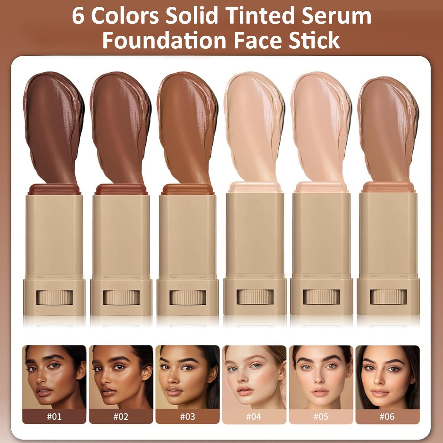 Skin Tint Foundation Stick | Full Coverage Beauty Balm with SPF & Dewy Finish - Shade #03