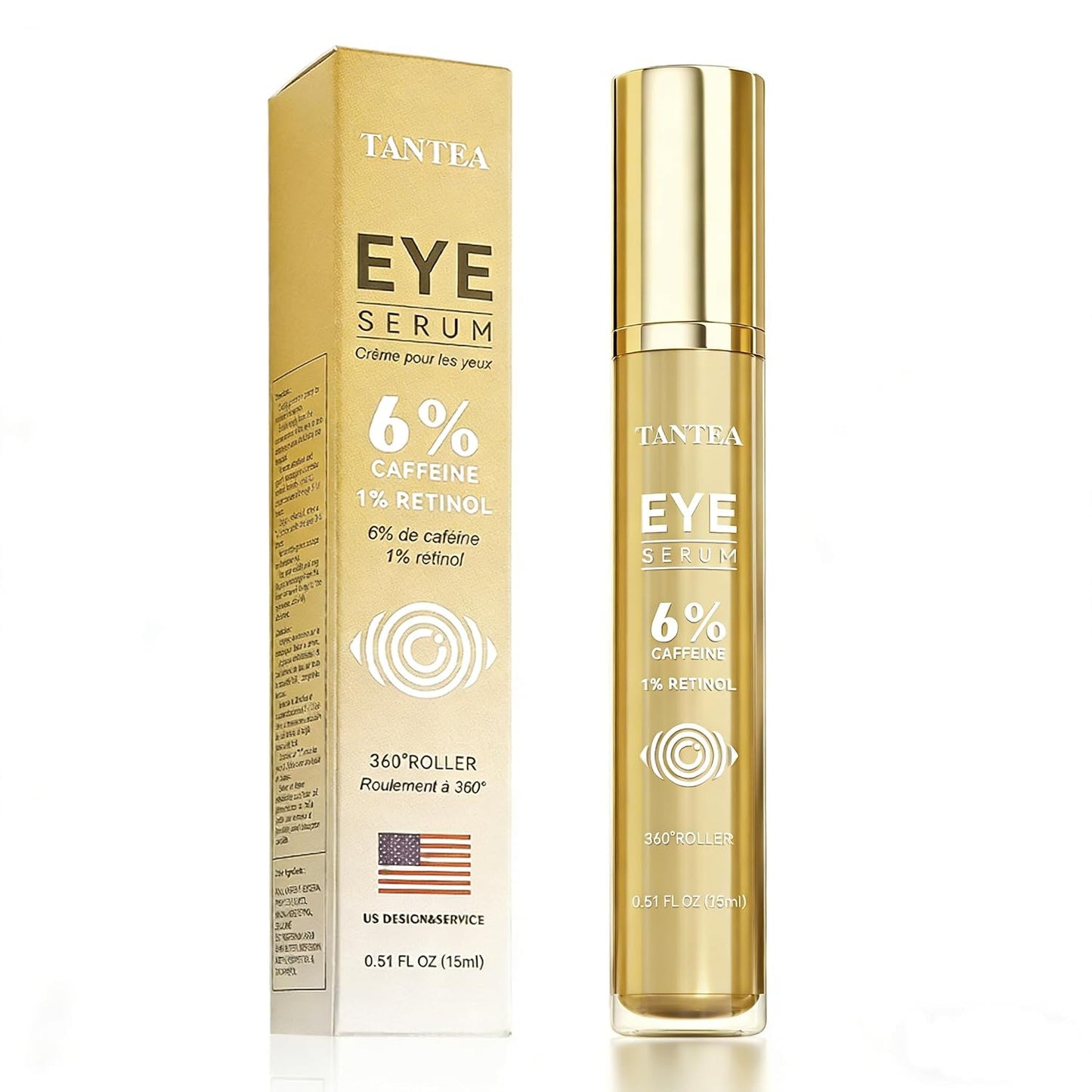 Caffeine Eye Cream for Dark Circles & Puffiness - Retinol Anti-Aging Serum for All Skin Types (0.52 Fl Oz)