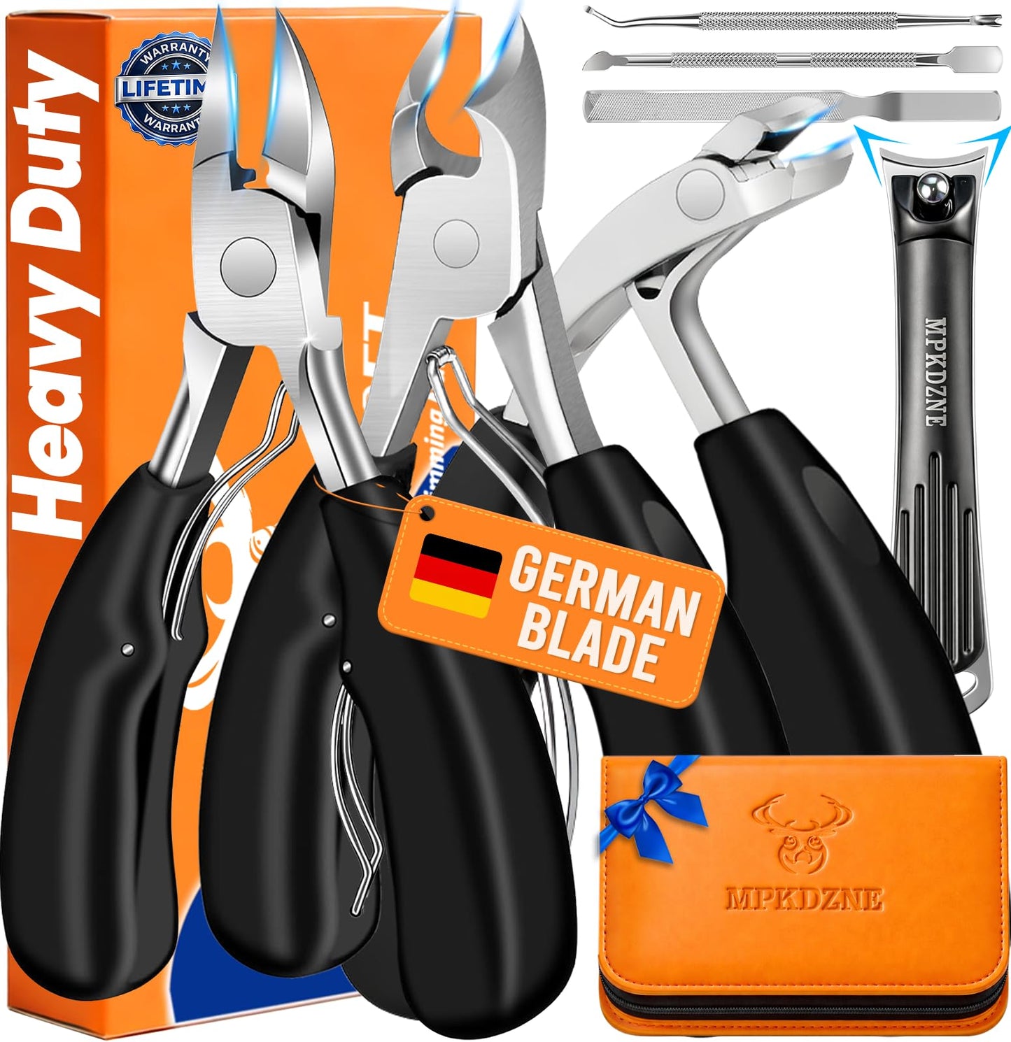 2026 Heavy Duty Toenail Clippers for Thick Nails, 7-in-1 Pedicure Kit with Catcher for Seniors & Men, Professional Wide Jaw Ingrown Toe Nail Clipper Set, Podiatrist Tool