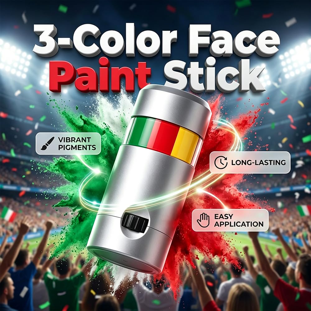 Patriotic Face Paint Stick - Red White Blue Stripes for Sports Makeup | Ideal for Football, Baseball, Softball