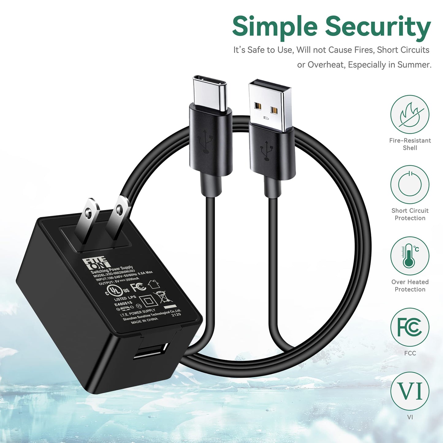 FITE ON Portable Blender USB Charging Cable Cord Compatible with Ninja BC155PS BC151BK BC151CR BC151NV BC151EM BC151PR BC151WH Portable Blender