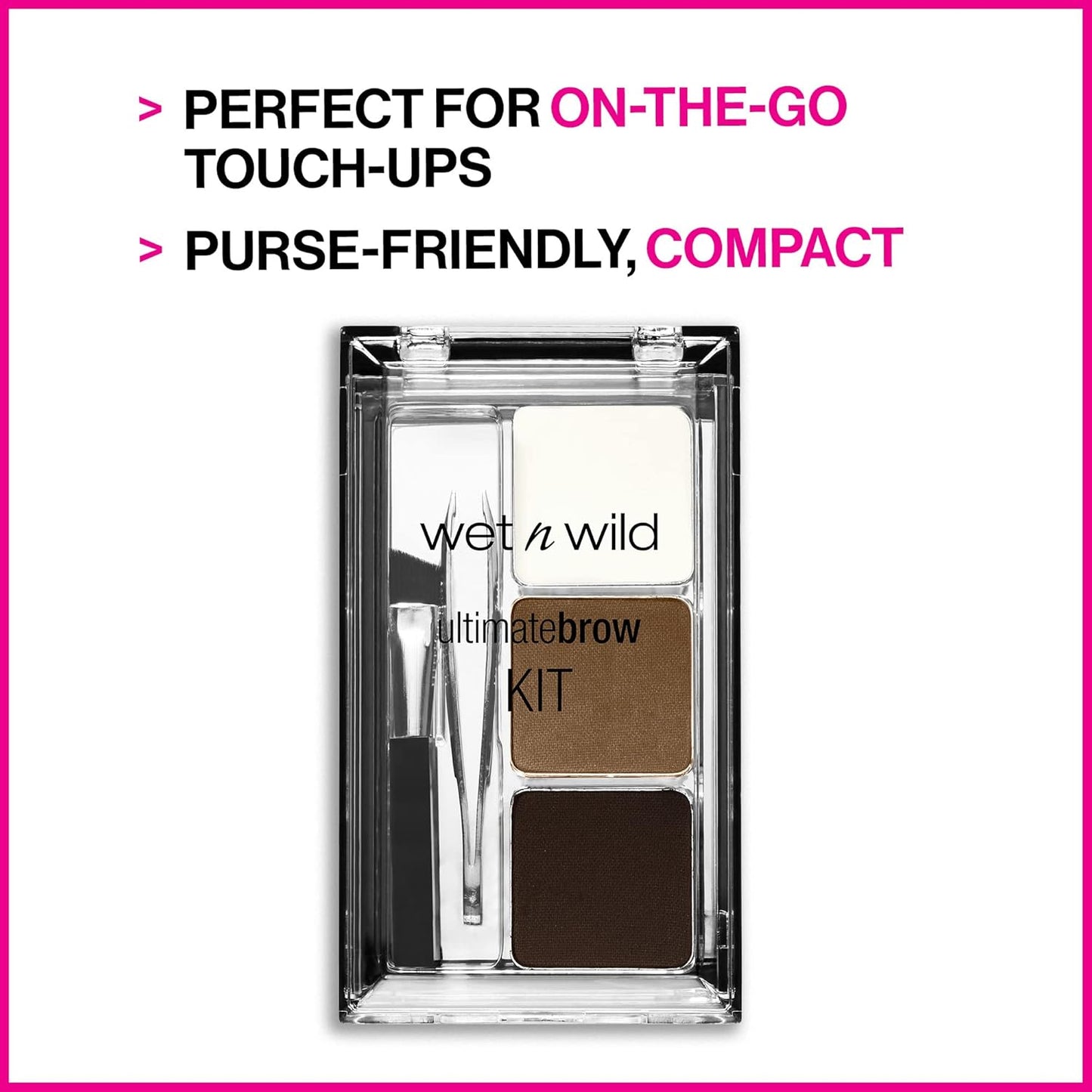 Ultimate Eyebrow Makeup Kit - Long-Lasting Matte Brow Powder, Tweezers & Brush | Dark Brown Compact
