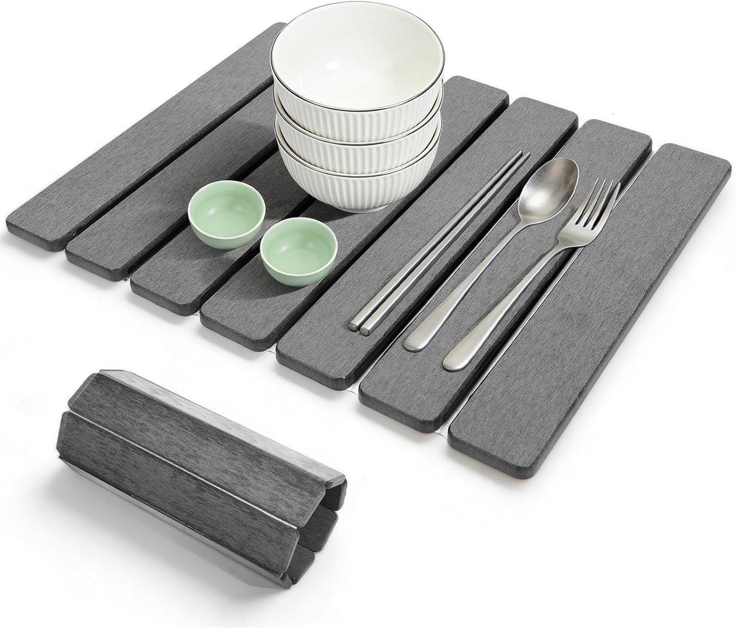 Stone Drying Mat - Quick Dry Diatomaceous Earth Dish Mat for Kitchen | 16" x 12" Foldable Pad