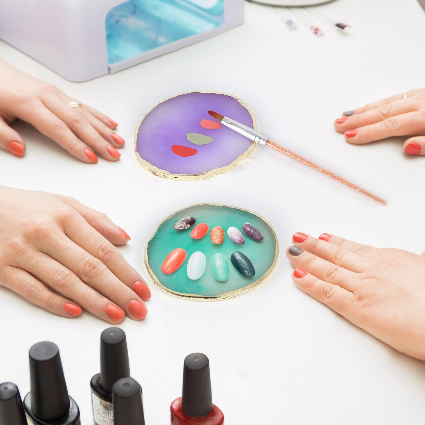 4 Pack Nail Art Palette, Resin Polish Color Design Makeup Mixing Plate - 4 Colors Mini Paint Palette for Nails