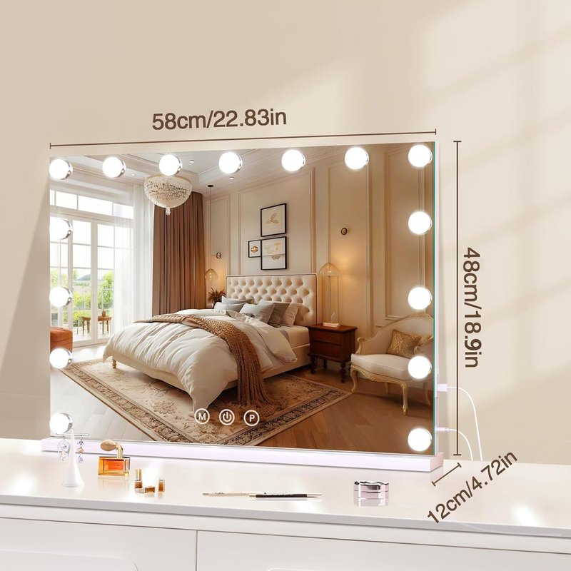 Vanity Makeup Mirror with Lights - Smart Touch Dimmable 3 Colors | Memory Function
