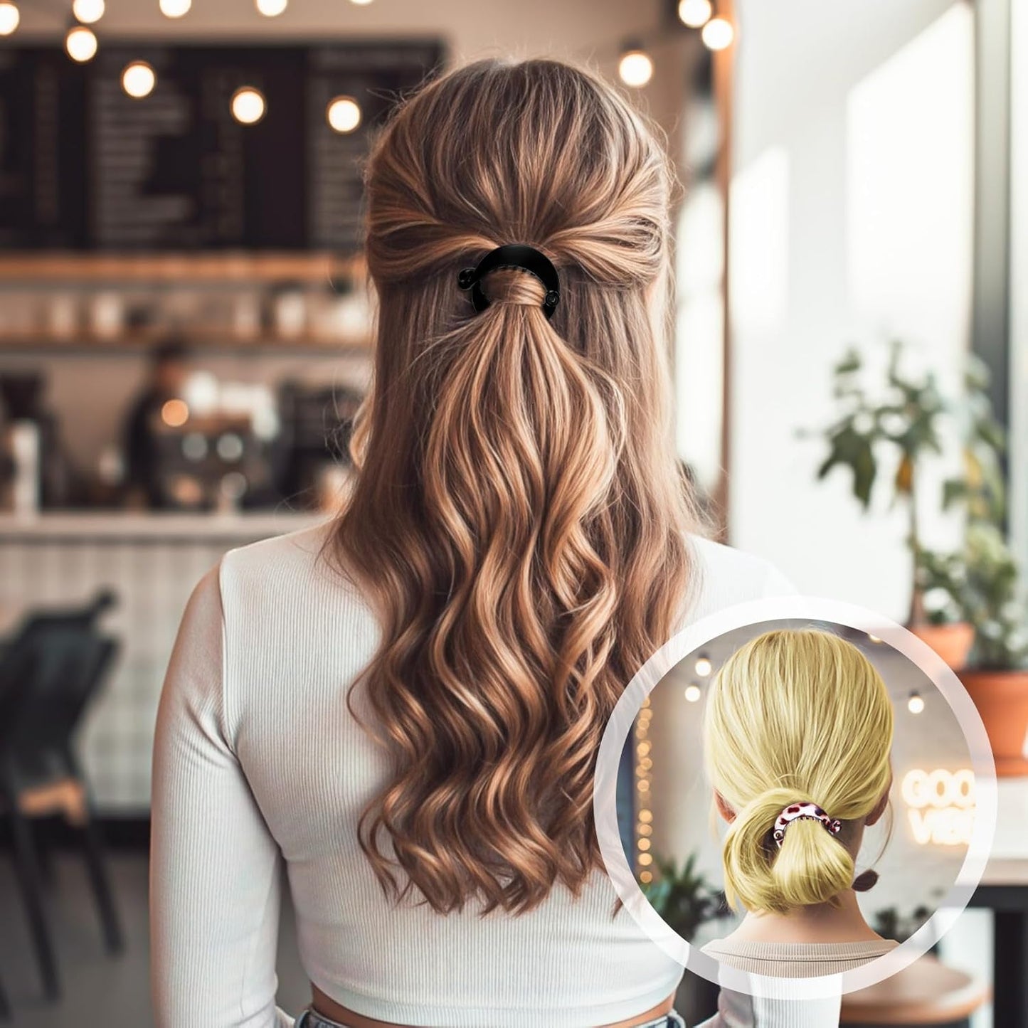 Small Banana Clips for Hair - 6 Multicolor Non-Slip Fishtail Combs | Cute Round Ponytail Holders for Women and Girls