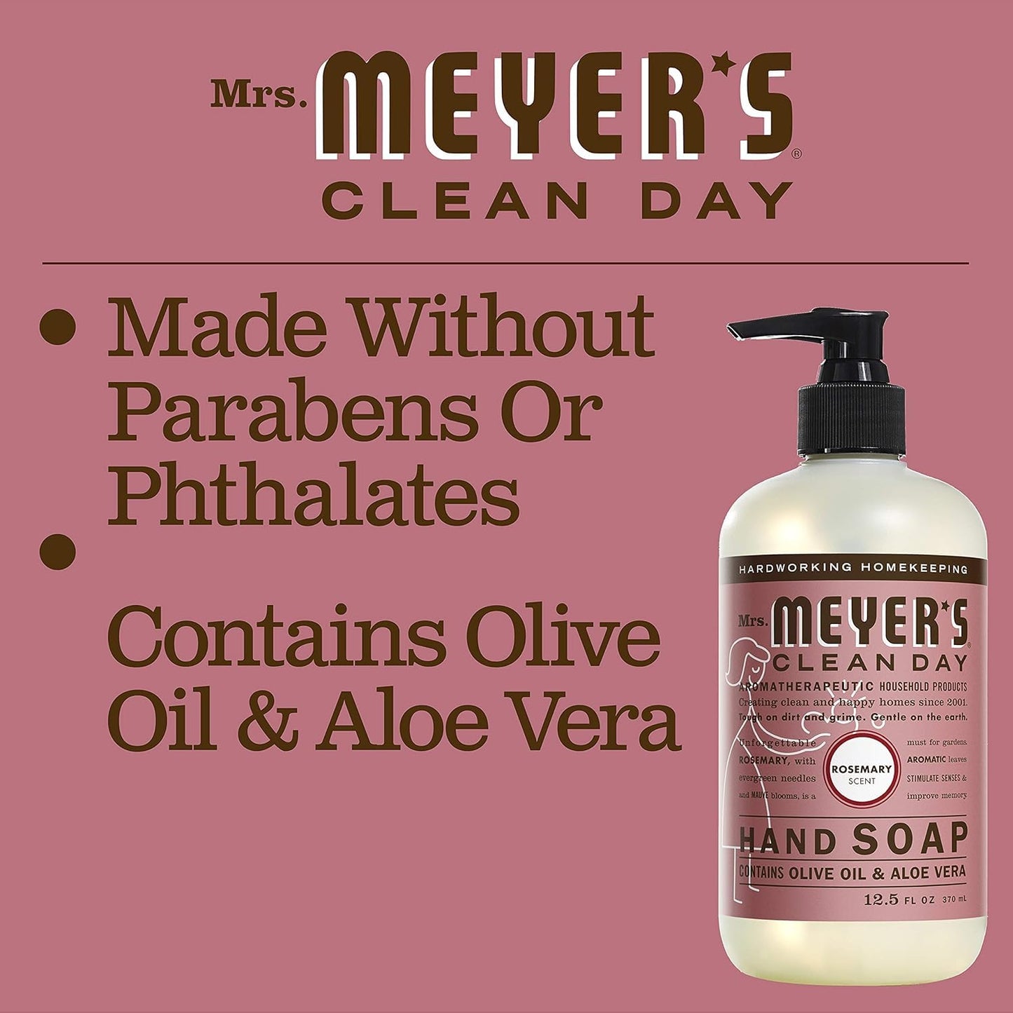 Mrs. MEYER'S Liquid Hand Soap - Rosemary - 12.5 Fl Oz -(Pack of 6)