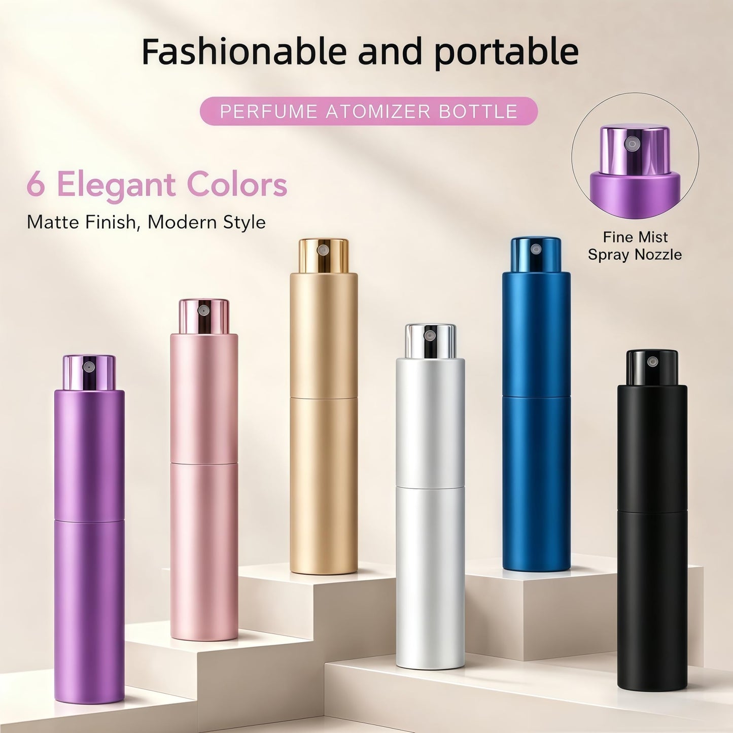 YELDFEERO 10ml Travel Perfume Bottle Refillable, Cologne Travel Bottle, Empty Atomizer Spray Dispenser, Portable Sprayer Travel Essentials for Men and Women (4Pcs Black)
