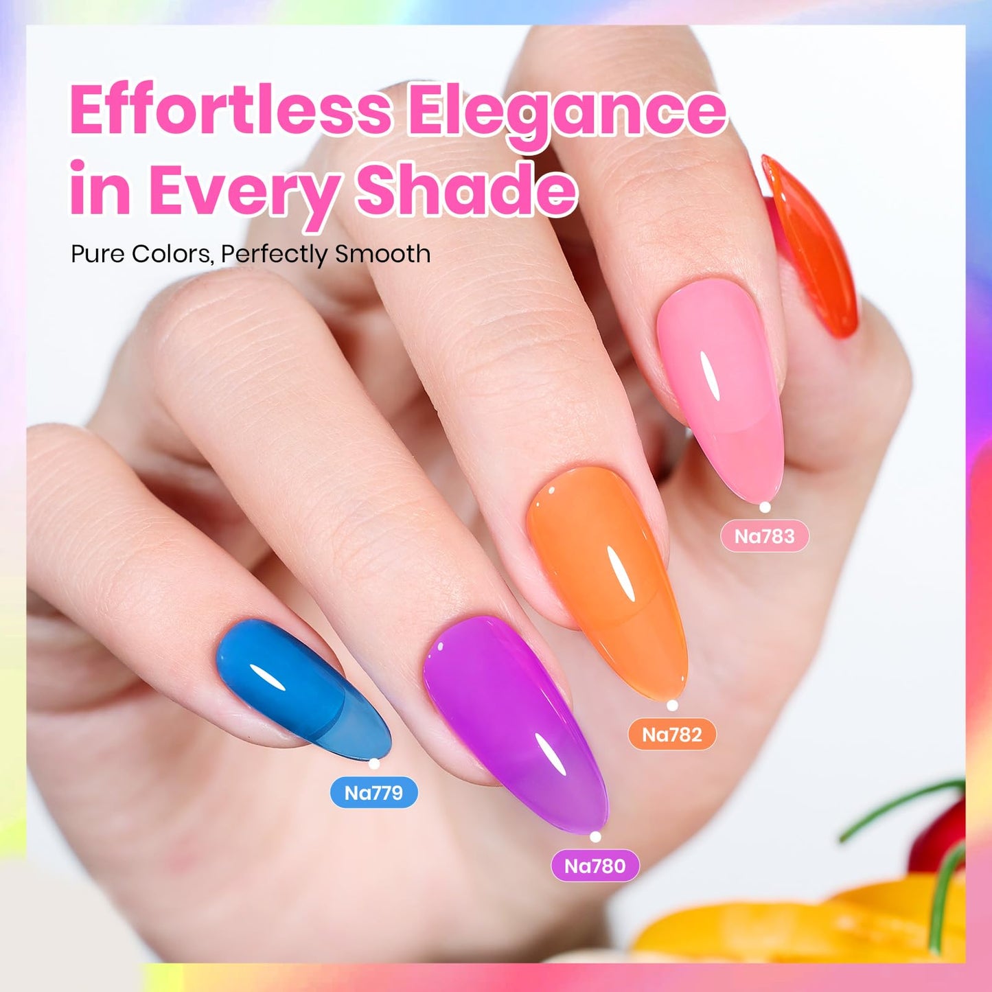 Beetles Jelly Gel Polish Set, 6 Colors 15ML Full Size HEMA-Free Neon Gel