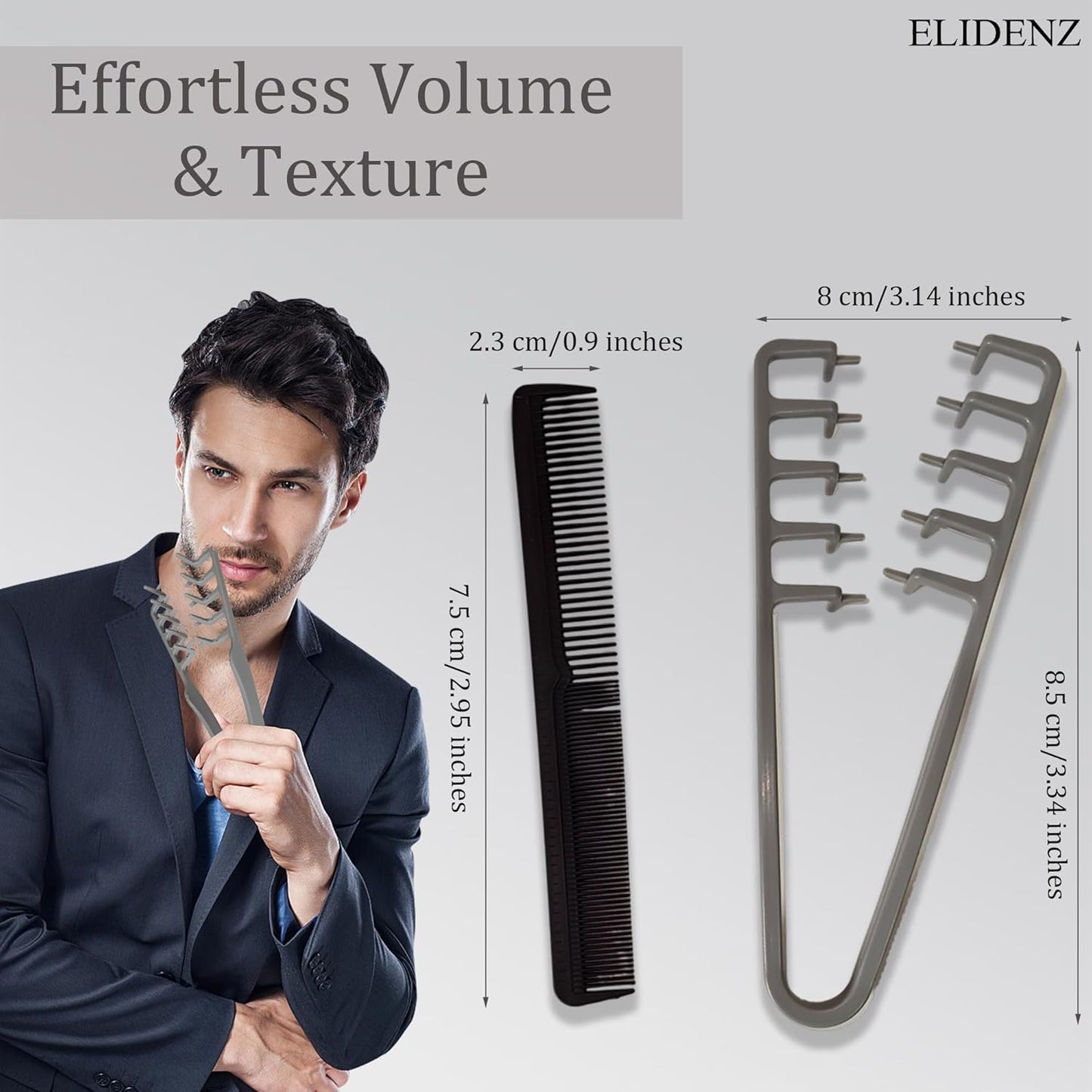 Texturizing Comb for Men - 2 Pack Wide Tooth Hair Volume & Root Lifting Styling Comb for Thick, Curly & Wavy Hair
