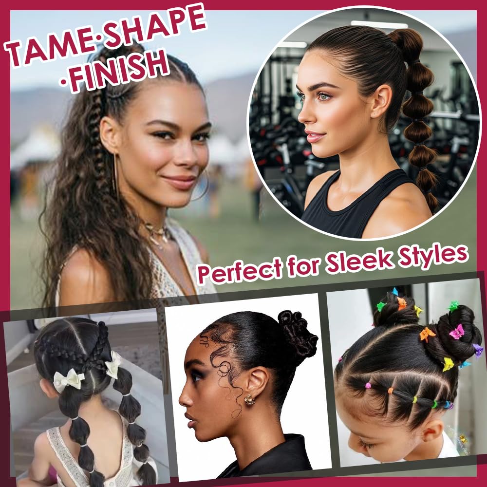 Melous Hair Wax Stick with Slick Back Hair Brush Set for Flyaways, Teasing Boar Bristle Brush, Edge Hair Brushes, Volume Comb, Rat Tail Comb for Girls, Kids, Women & Men