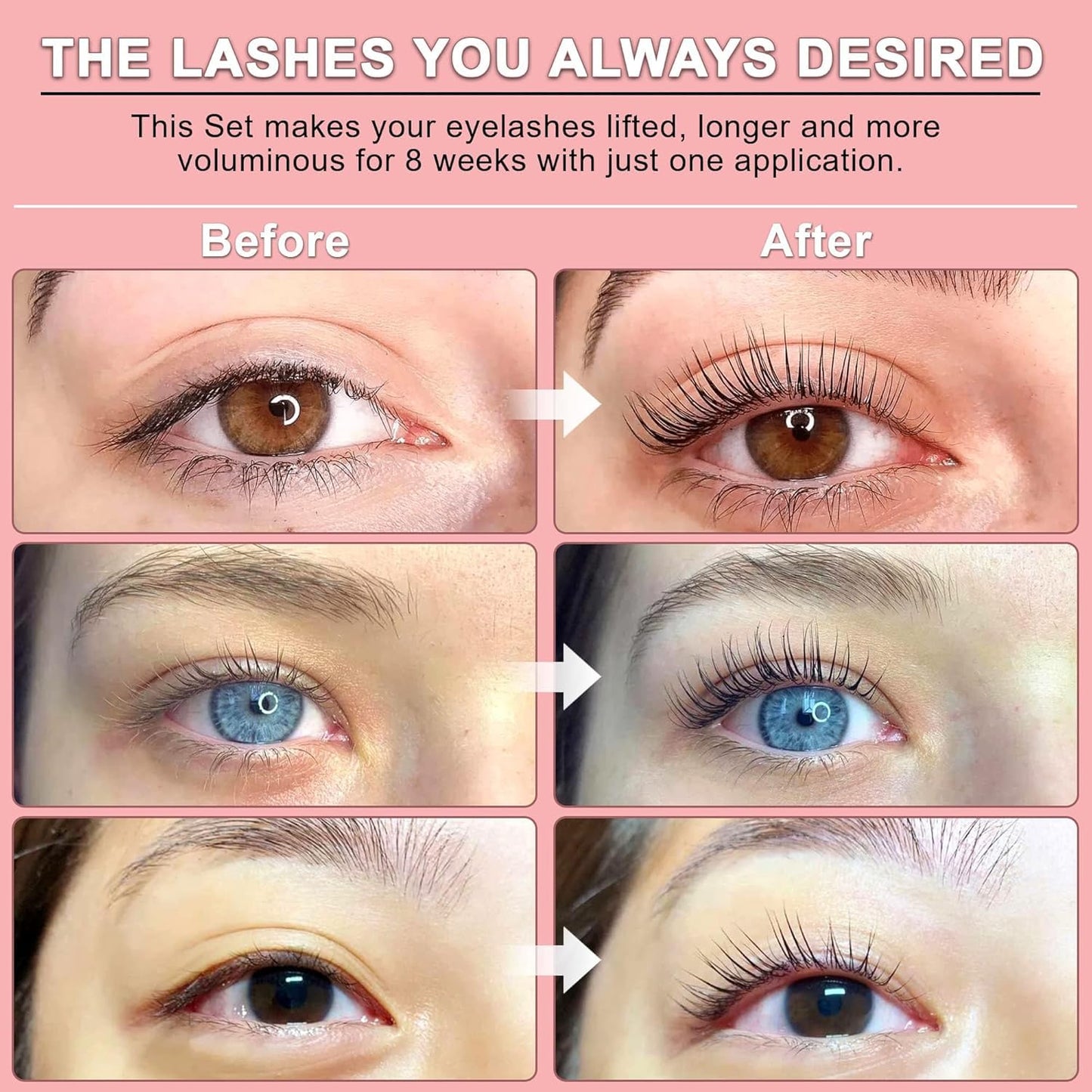 Eyelash Lift Kit - DIY Home Application for Long-Lasting Curled Lashes | 3 Complete Sets + 3 Refills