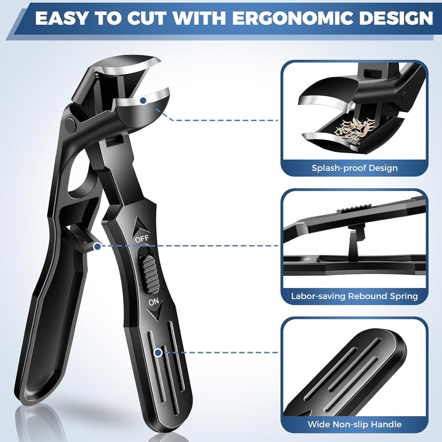 Toenail Clippers for Seniors - Angled Heavy Duty Nail Clipper for Thick Toenails | Wide Jaw Opening Design