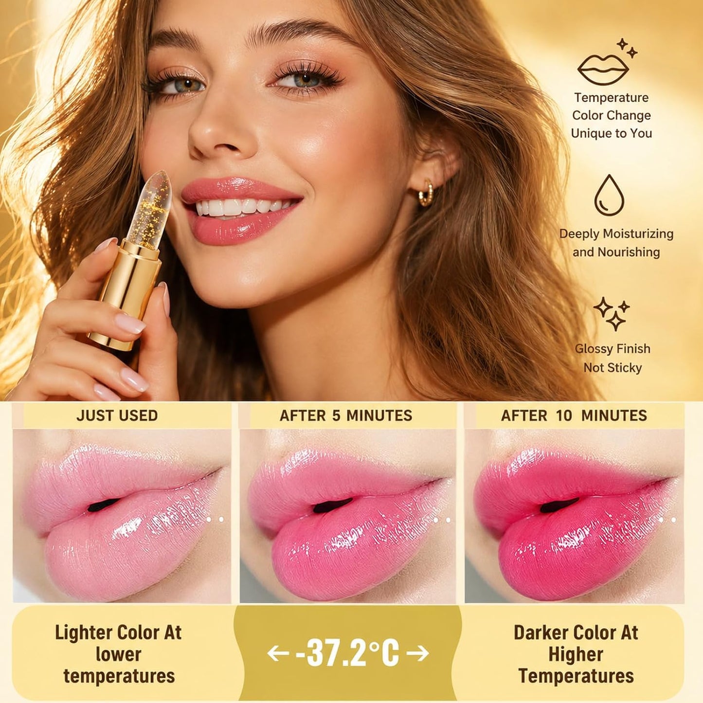 Color Changing Lipstick - PH Adjusting Moisturizing Gloss | Long-Lasting Glossy Shine for Women - Perfect Mother's Day Gift