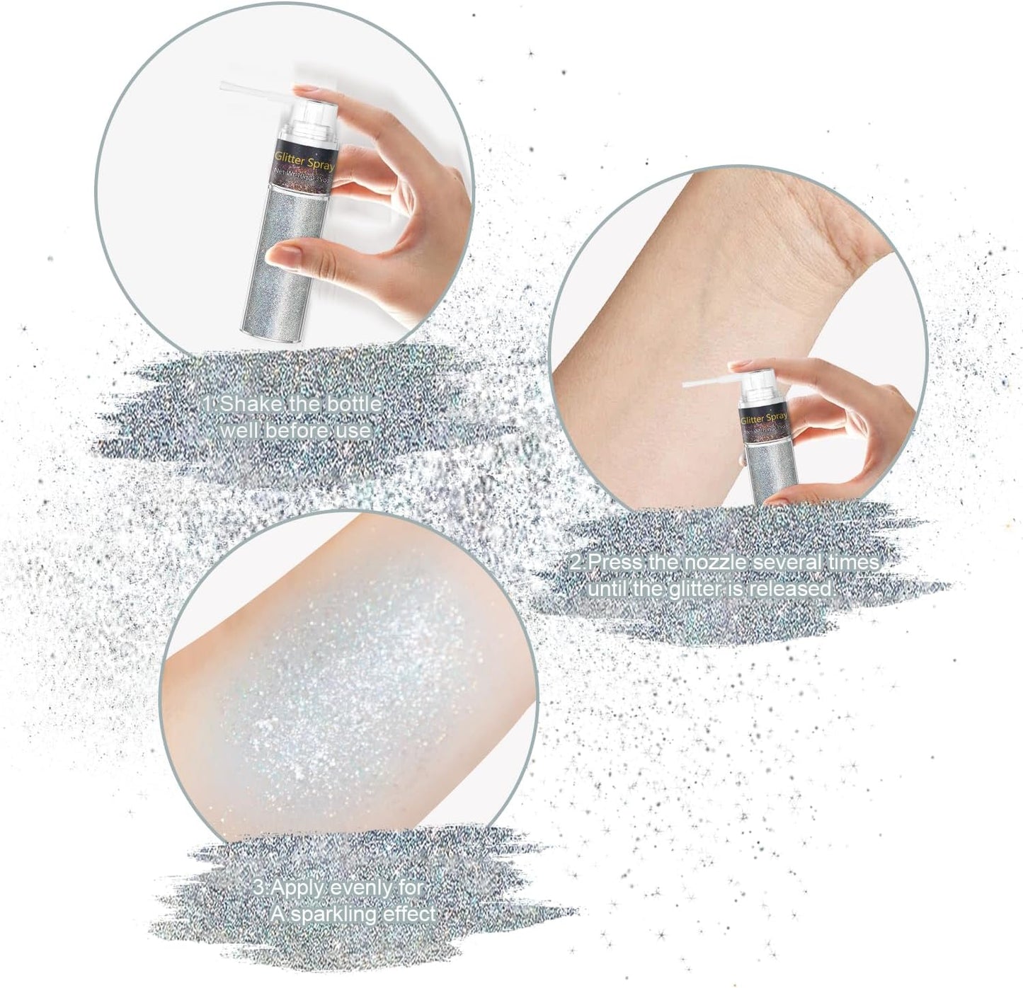 Hair Glitter Spray - Extra Fine Body & Face Shimmer Powder for Festivals | 1PC Silver