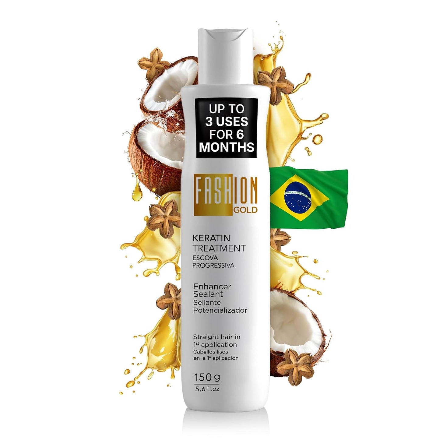Gold Keratin Hair Treatment - At-Home Hair Botox for Smooth, Frizz-Free Hair | 150g, Up to 3 Uses