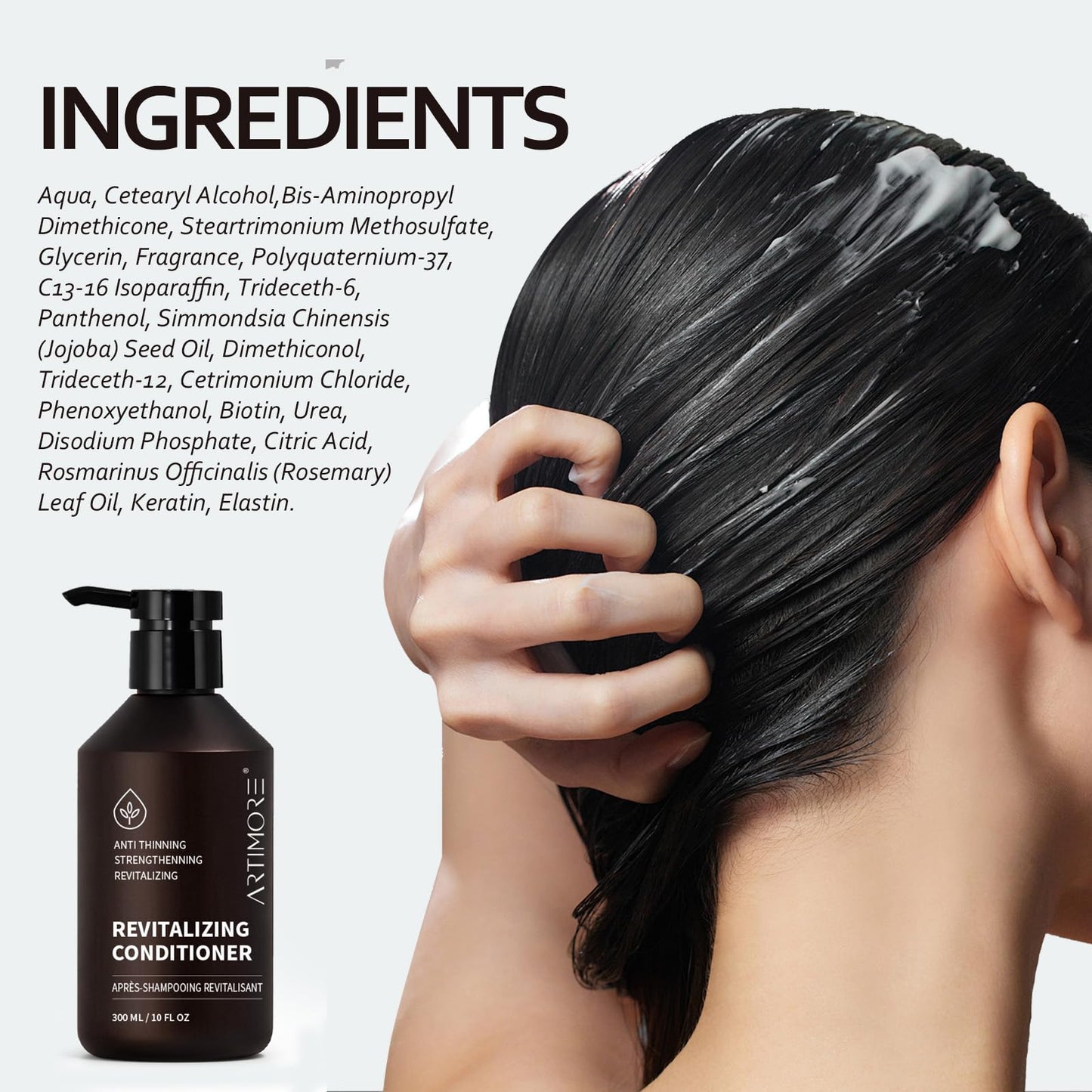 Biotin & Rosemary Hair Growth Conditioner for Thinning Hair, Strengthening & Thickening Conditioner for Men and Women, Nourishes Scalp, Fuller Healthier Hair, 300 ml