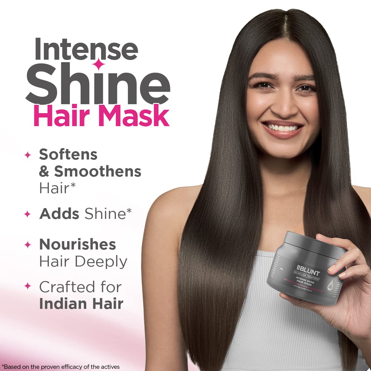 BBLUNT Intense Shine Hair Mask with Rice & Silk Protein, 250 g | Deep Conditioning Hair Mask for Softer, Smoother & Shinier-Looking Hair | For Men & Women