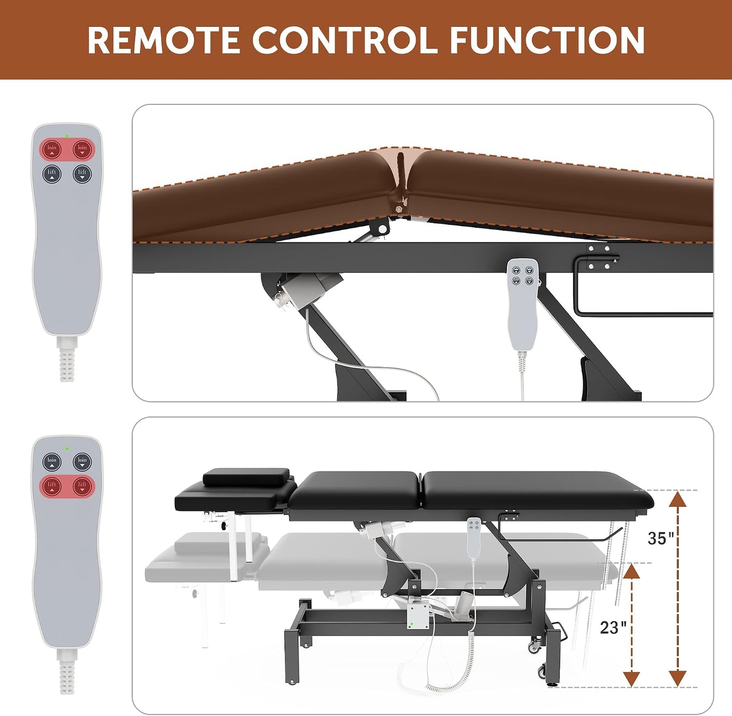 Electric Massage Table with Hydraulic Lift - Adjustable Height & Waist for Therapy | Black