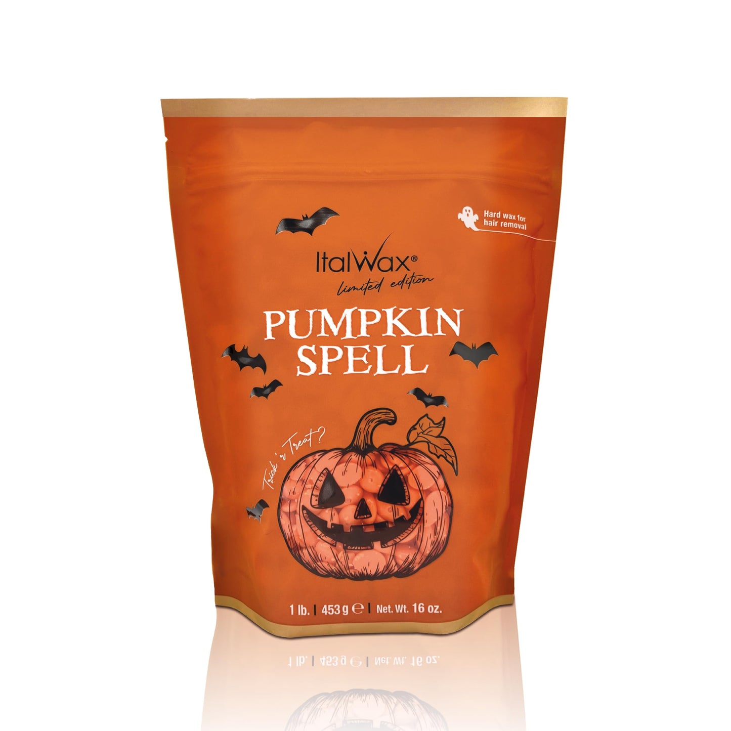 Italwax Pumpkin Spell - 0,45Kg / 1lb - Hard wax beads for hair removal - Cinnamon fragrance - Synthetic formulation ideal for sensitive skins - Recommended for Bikini Area and Armpits