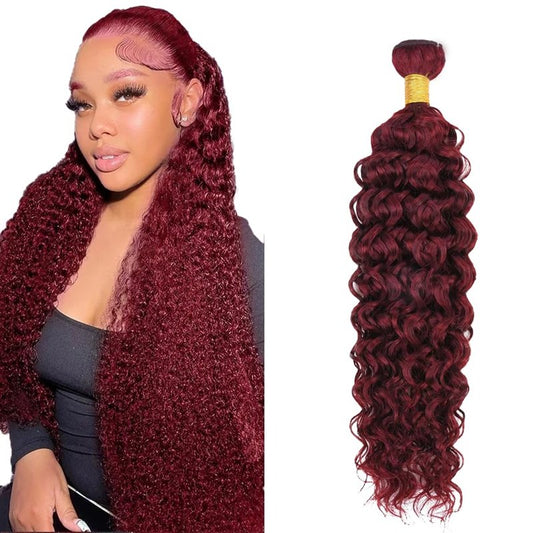 #99J Bundles Human Hair Water Wave Bundles 18 Inch Burgundy Water Wave Bundle Unprocessed Brazilian Virgin Weave Hair 1 Bundle 50 Gram Per Bundle