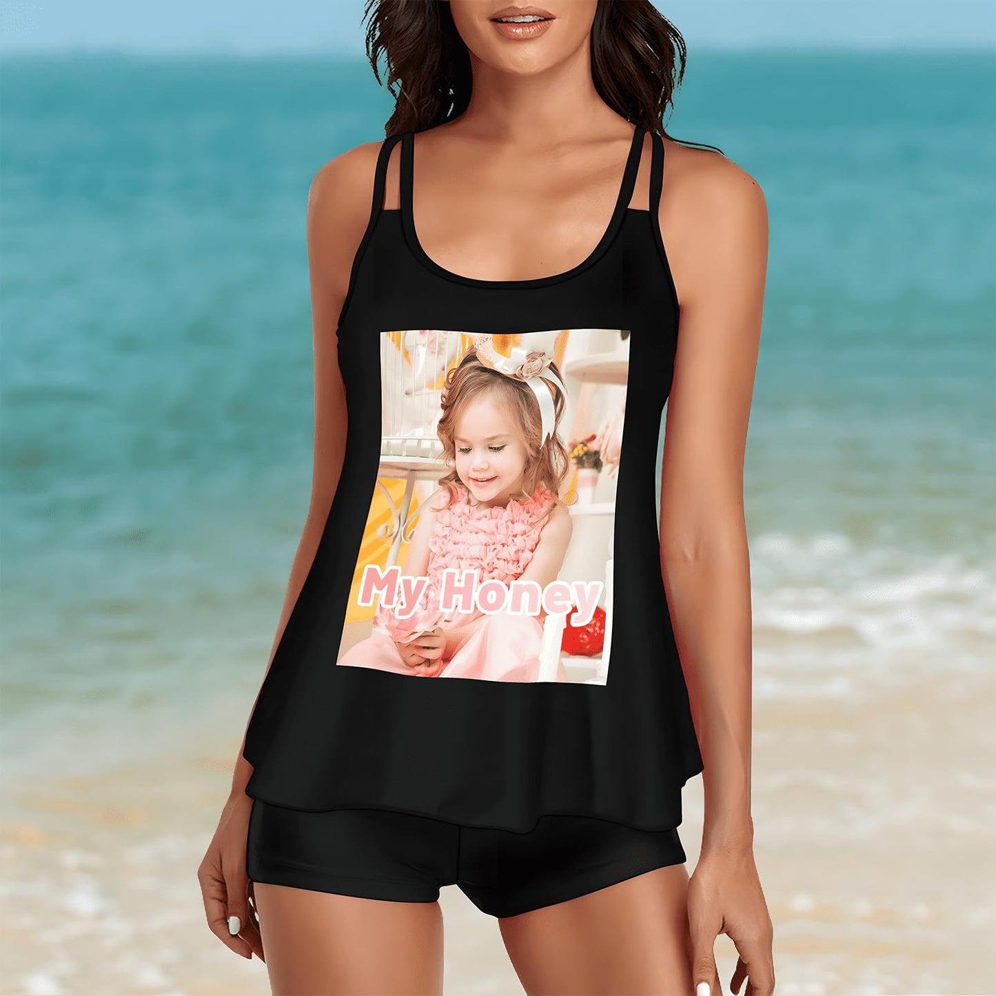 Byxhuc Custom Swimsuits for Women, Custom Bathing Suit with Face, Cute Modest Swimsuits, 2 Piece Swimsuit, Bikini for Girlfriend Wife on Birthday Anniversary Valentine's Day