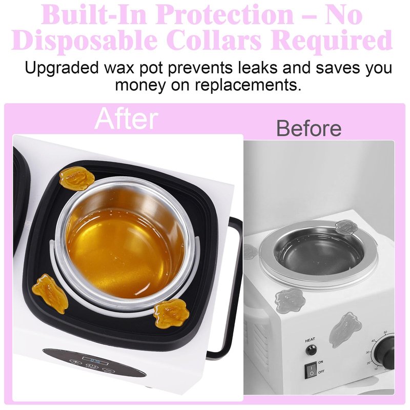 Beauty Star Digital Double Wax Warmer Machine - Hard Wax Pot Heater, Professional Kit with 2 Silicone Bowls, 40 Waxing Sticks & 4 Gloves for Hair Removal at Home, Salon or Spa for Women