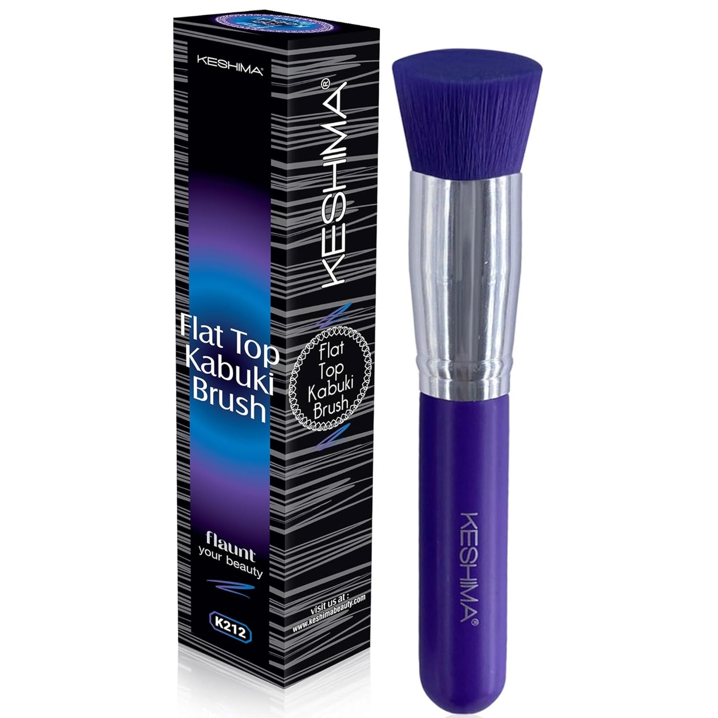 Keshima Large Flat Top Kabuki Foundation Brush - Premium Makeup Brush for Liquid, Cream & Powder | 1.6" Top Diameter