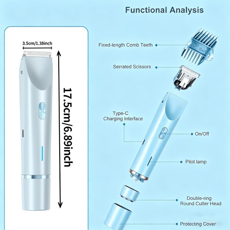 Bikini Trimmer for Women,2 in 1 Dual Head Bikini Shaver & Body Shaver,Cordless & Waterproof Electric Bikini Trimmer for Women, Painless Hair Removal with Silky Glow Finish,Blue12