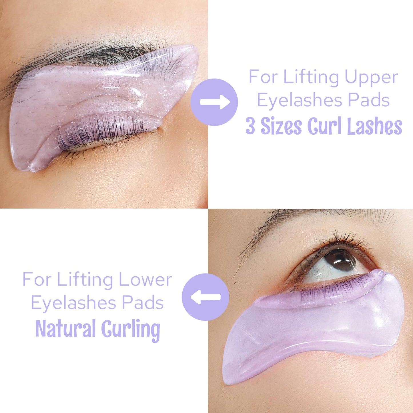 Libeauty Self-Adhesive Lash Lift Shields, 6 Pcs Lower Eyelash Lift Pads for Lifting and Curling, Silicone Lash Rods for Upper Eyelash Perm and Color, Reusable for Salon & DIY Use