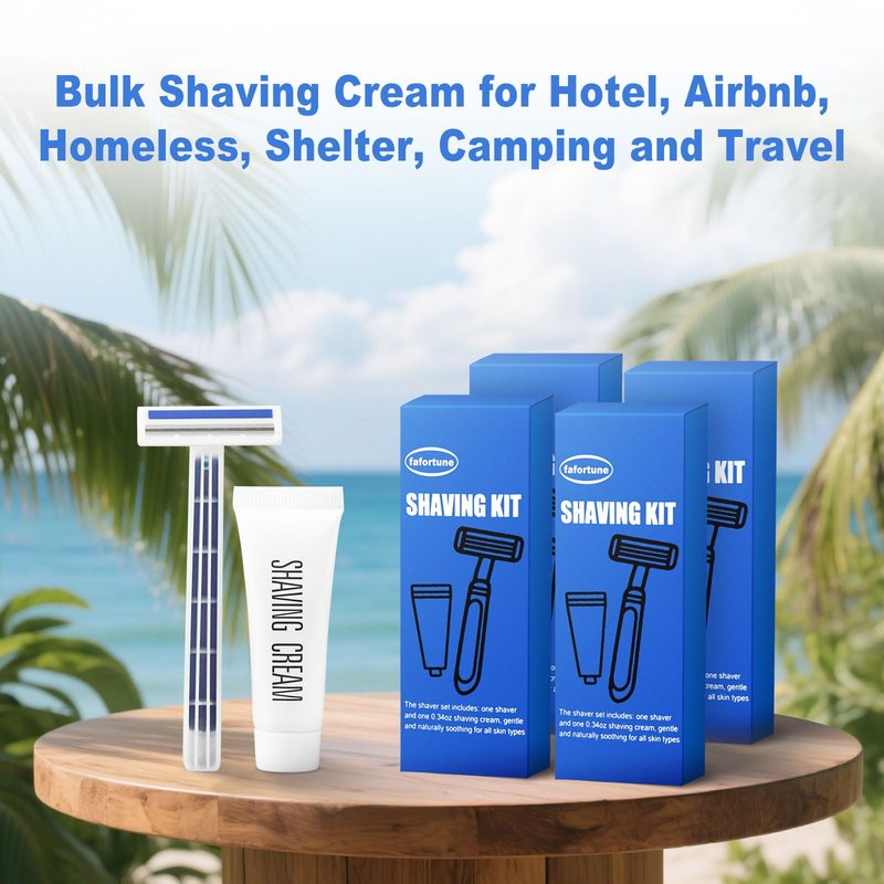 Shave Kit in Bulk Twin Blade Razors with Protective Cap,Disposable Razors in Bulk Shaving Cream for Hotel, Airbnb, Homeless, Shelter, Camping and Travel (240)