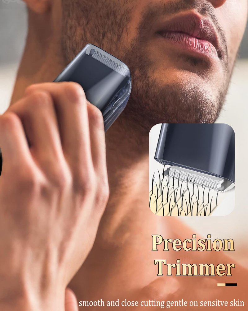 ENNSU Vaccum Beard Trimmer for Men, Rechargeable Electric Men Beard Trimmers with 2 Combs, 1-20mm Adjustable Length Dial, Waterproof Cordless Mustache Trimmer for Face, Stubble, Blue