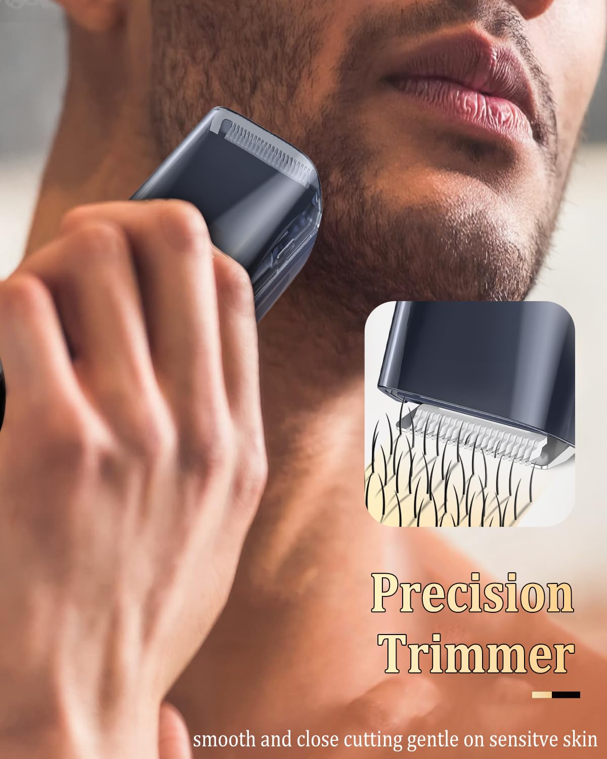 ENSSU Beard Trimmer for Men Auto-Vacuum, Rechargeable Electric Men Beard Trimmers with 2 Combs, 1-20mm Adjustable Length Dial, Waterproof Cordless Mustache Trimmer for Face, Stubble,Blue