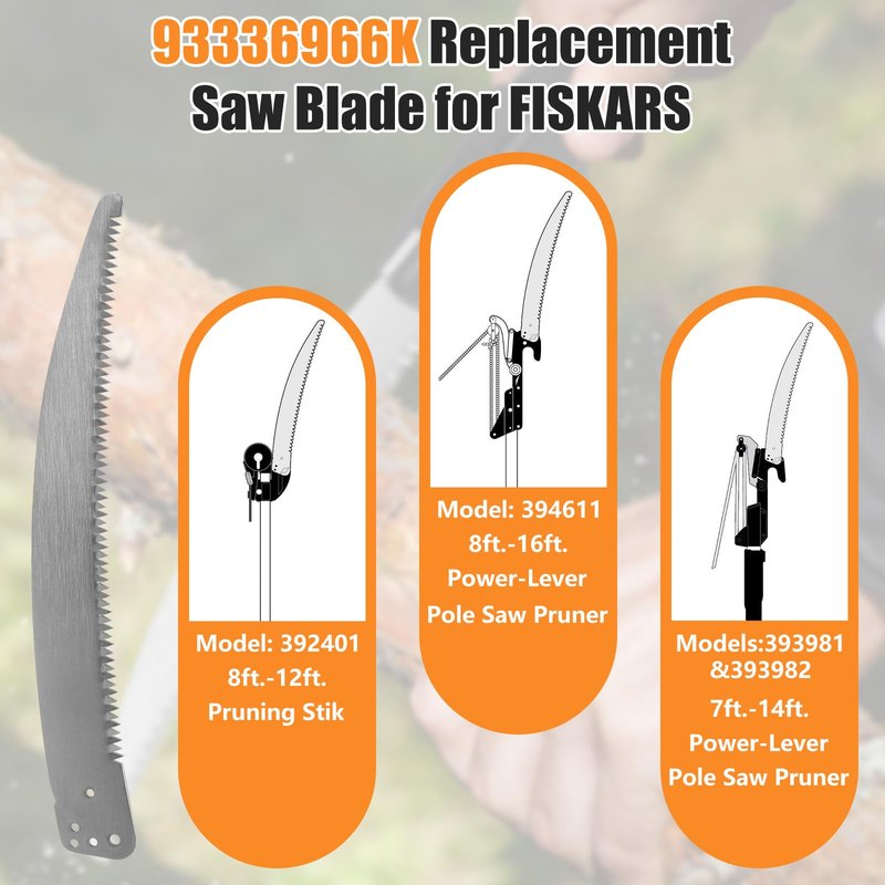 15-Inch Pole Saw Blade Replacement for Fiskars Pruning Saws and Tree Pruners, Garden Saw Blade for Tree Pruning and Wood Cutting with Tooth Design