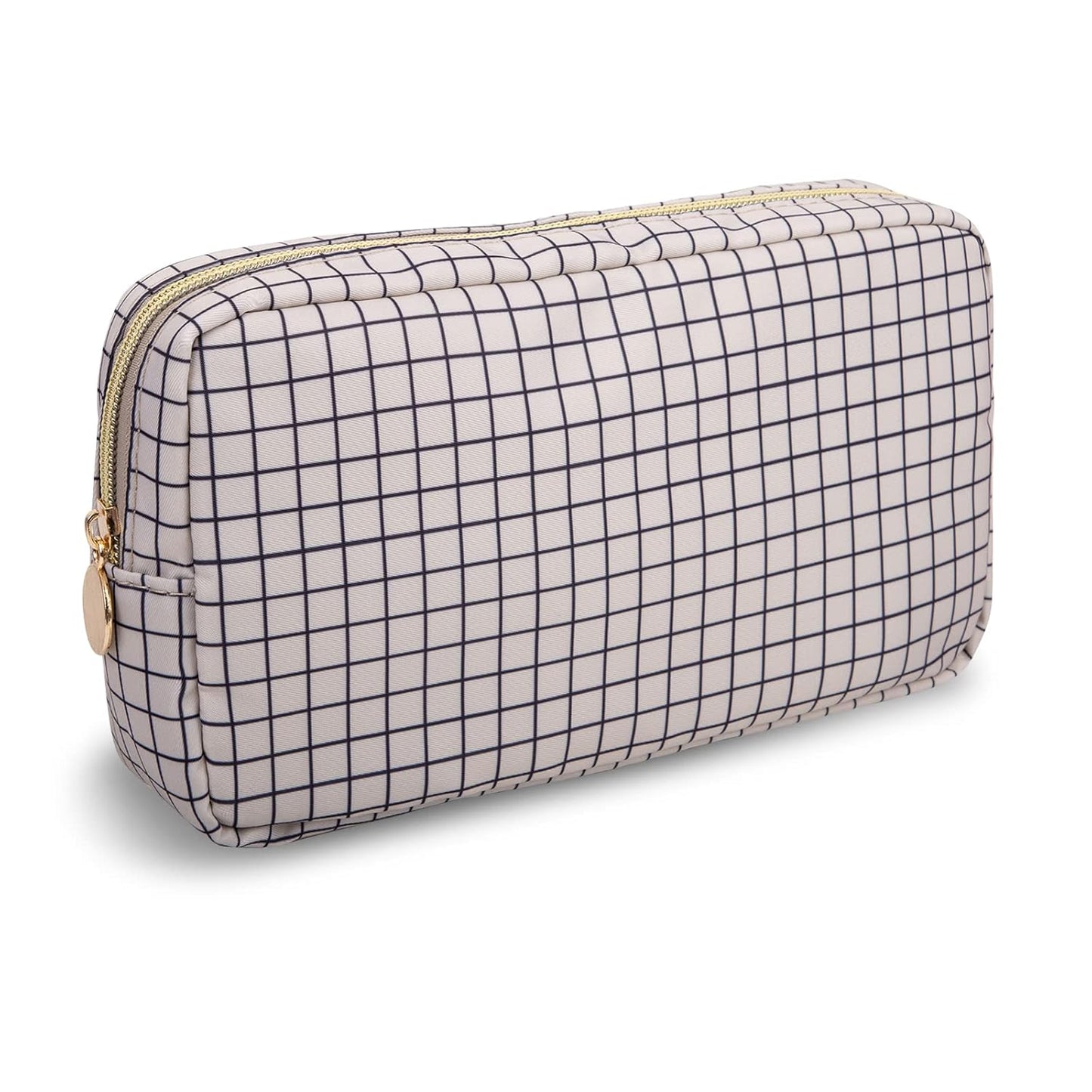 Waterproof Mini Floral Makeup Bag - Nylon Travel Pouch for Women | Cute Zipper Toiletry Organizer (Mini White-Flowers)